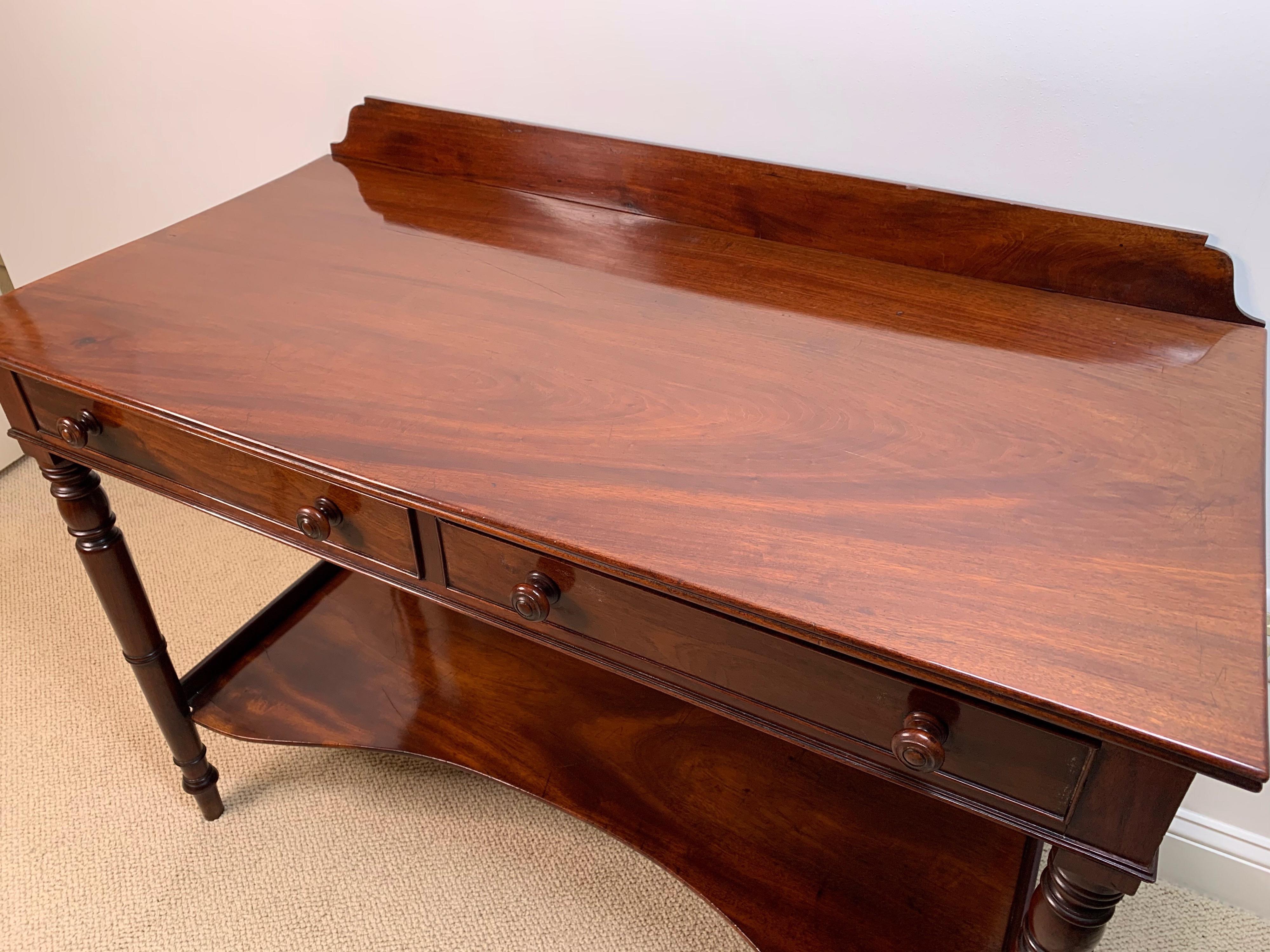 English Mahogany Two Drawer Server or Dressing Table, circa 1890-1900  In Good Condition In Lambertville, NJ