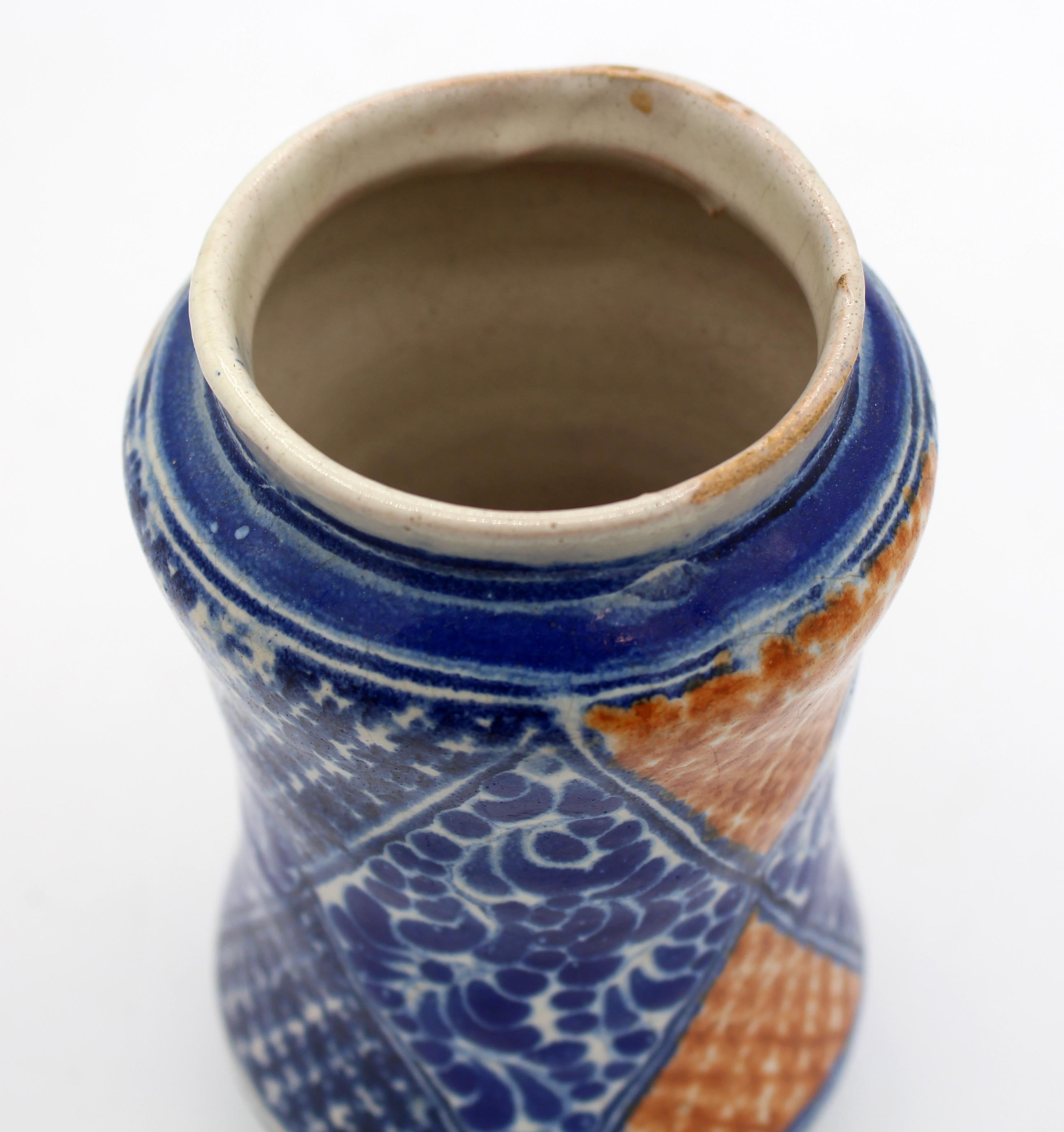 Mexican Circa 1890-1910 Uriarte Talavera Apothecary Jar For Sale