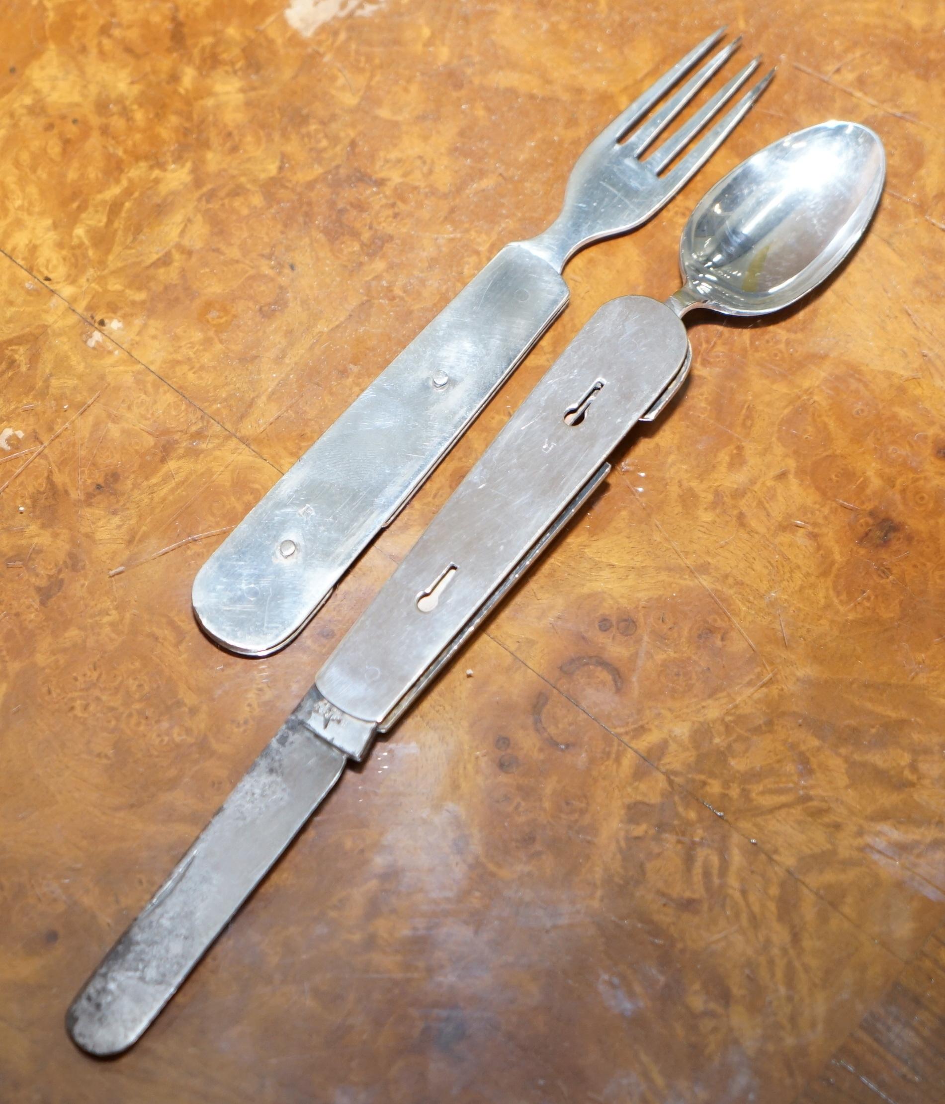 Asprey Military Campaign Folding Cutlery Set Hallmarked Silver Plated circa 1890 6