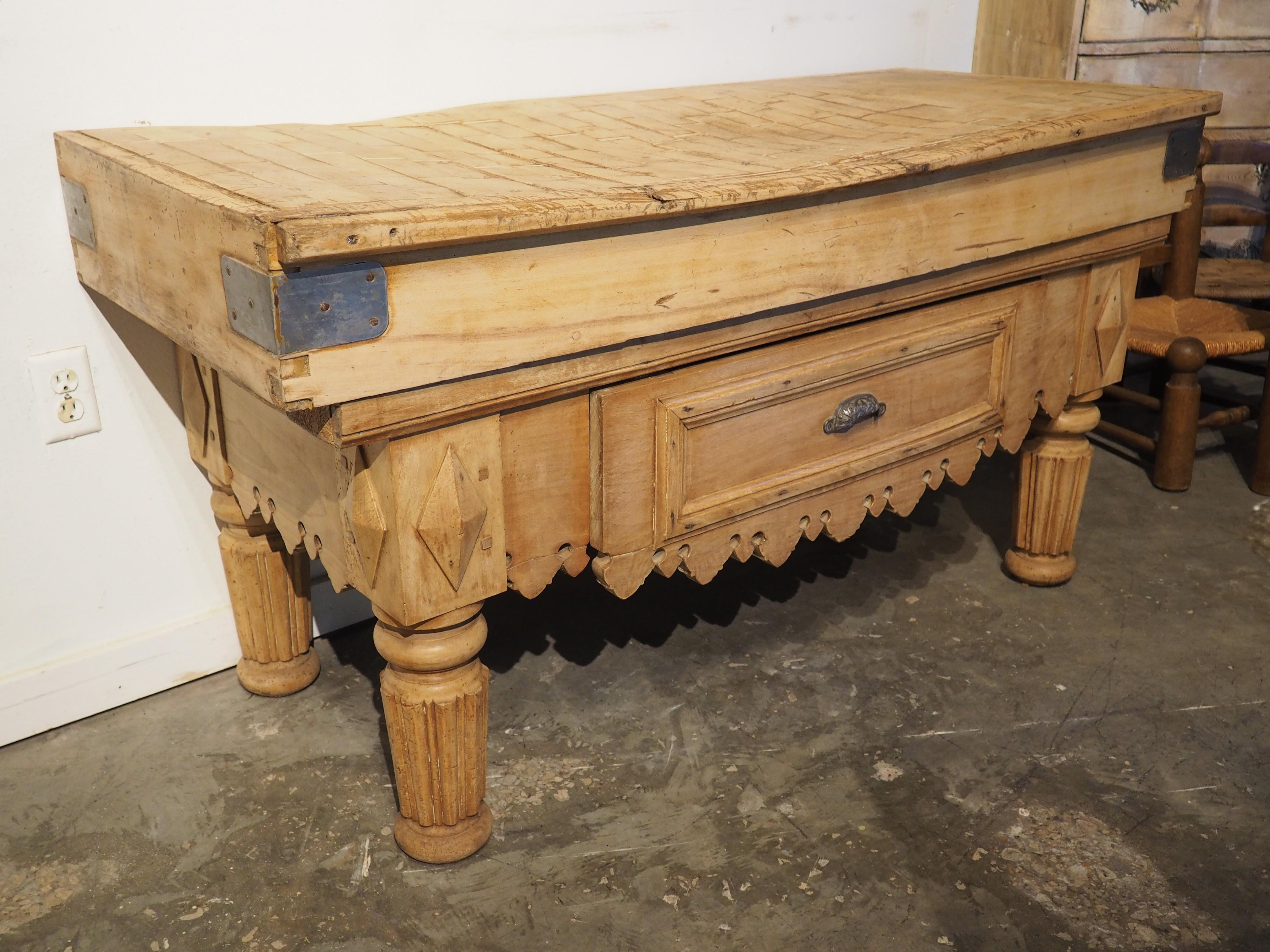 Metal Circa 1890 Billot de Boucher Butcher Block Table from France For Sale