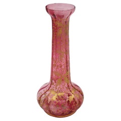 Circa 1890 Bohemian Moser Gilt Decorated Cranberry Vase
