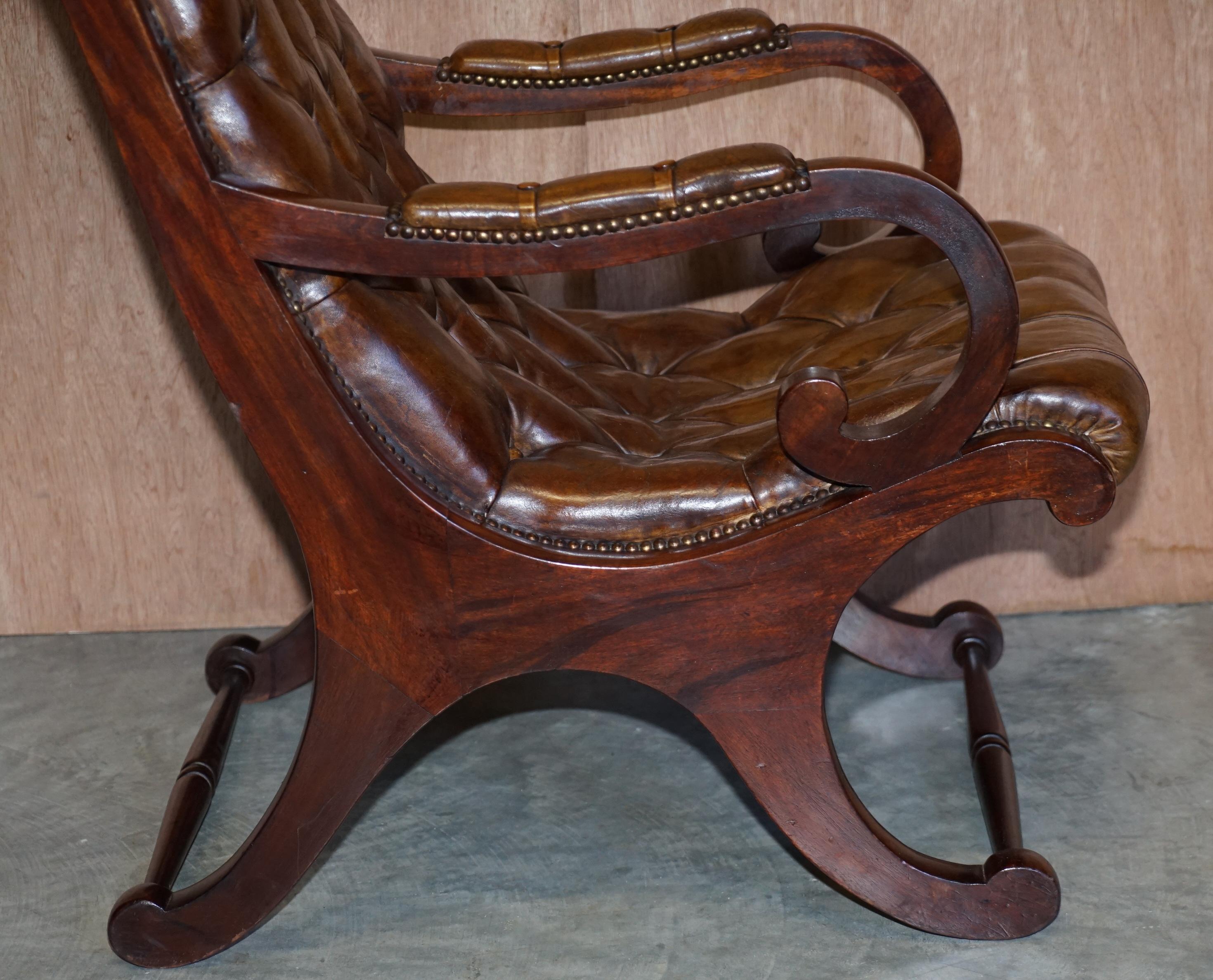 Chesterfield Brown Leather Library Armchair & Matching Foostool, circa 1890 6