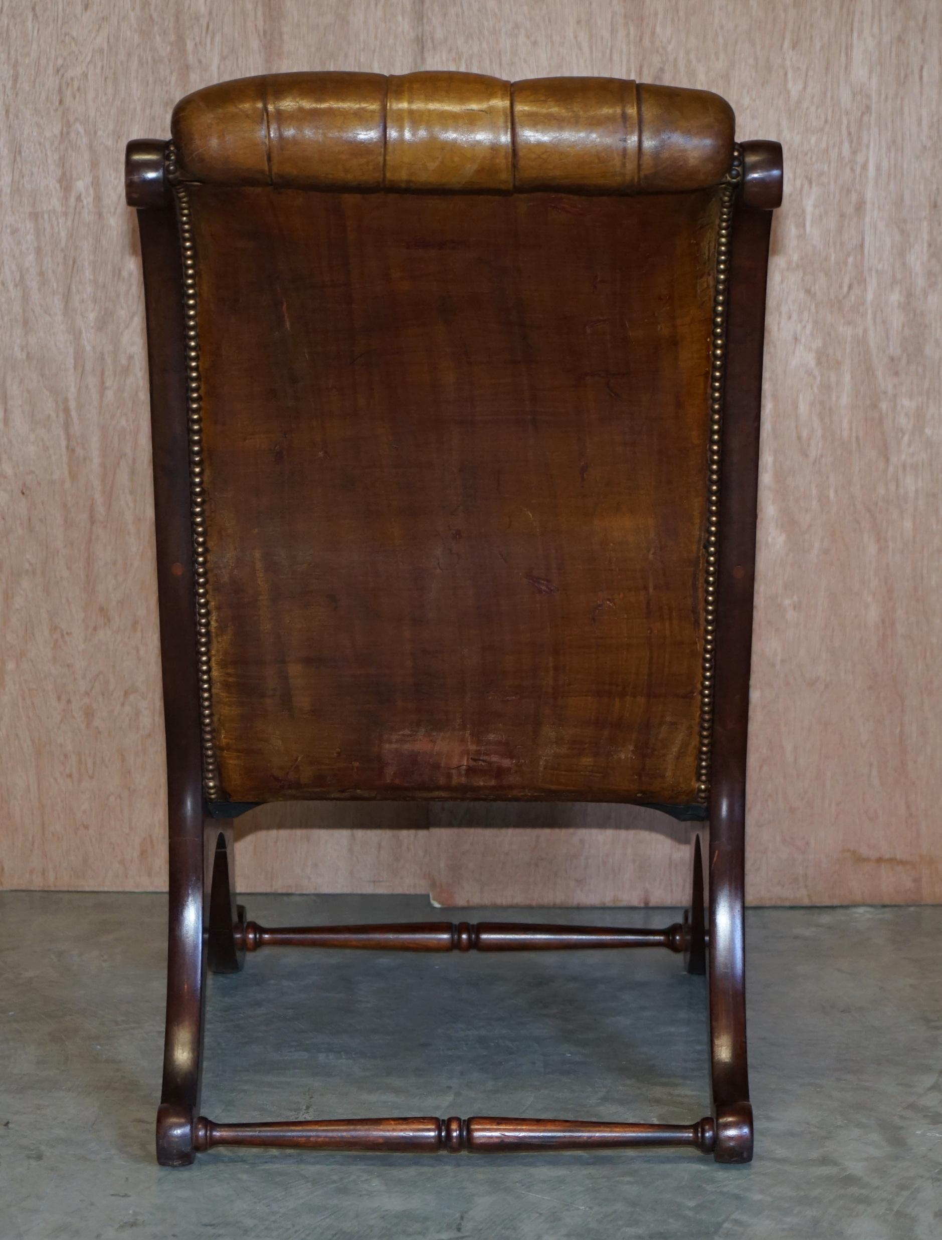 Chesterfield Brown Leather Library Armchair & Matching Foostool, circa 1890 8