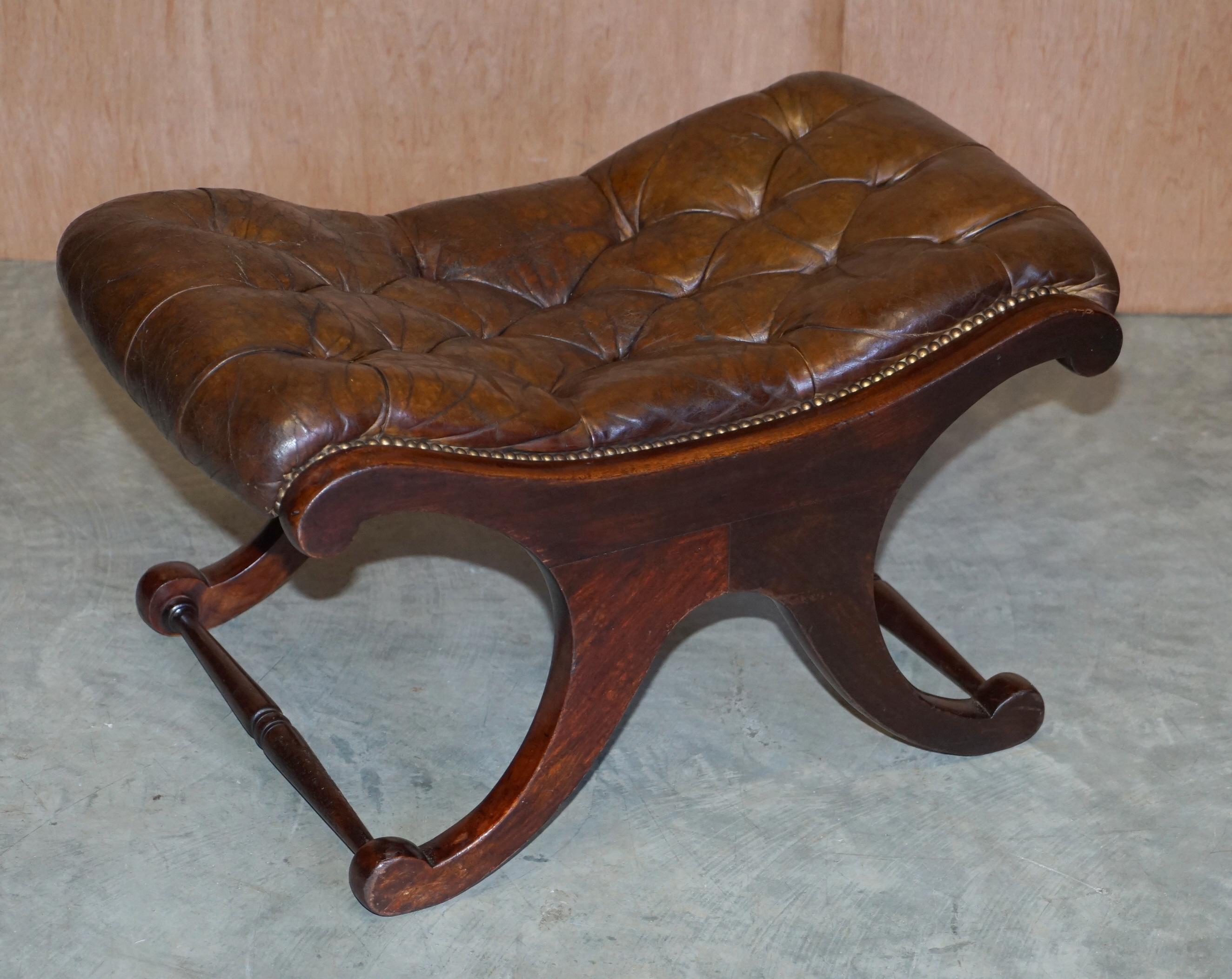 Chesterfield Brown Leather Library Armchair & Matching Foostool, circa 1890 11