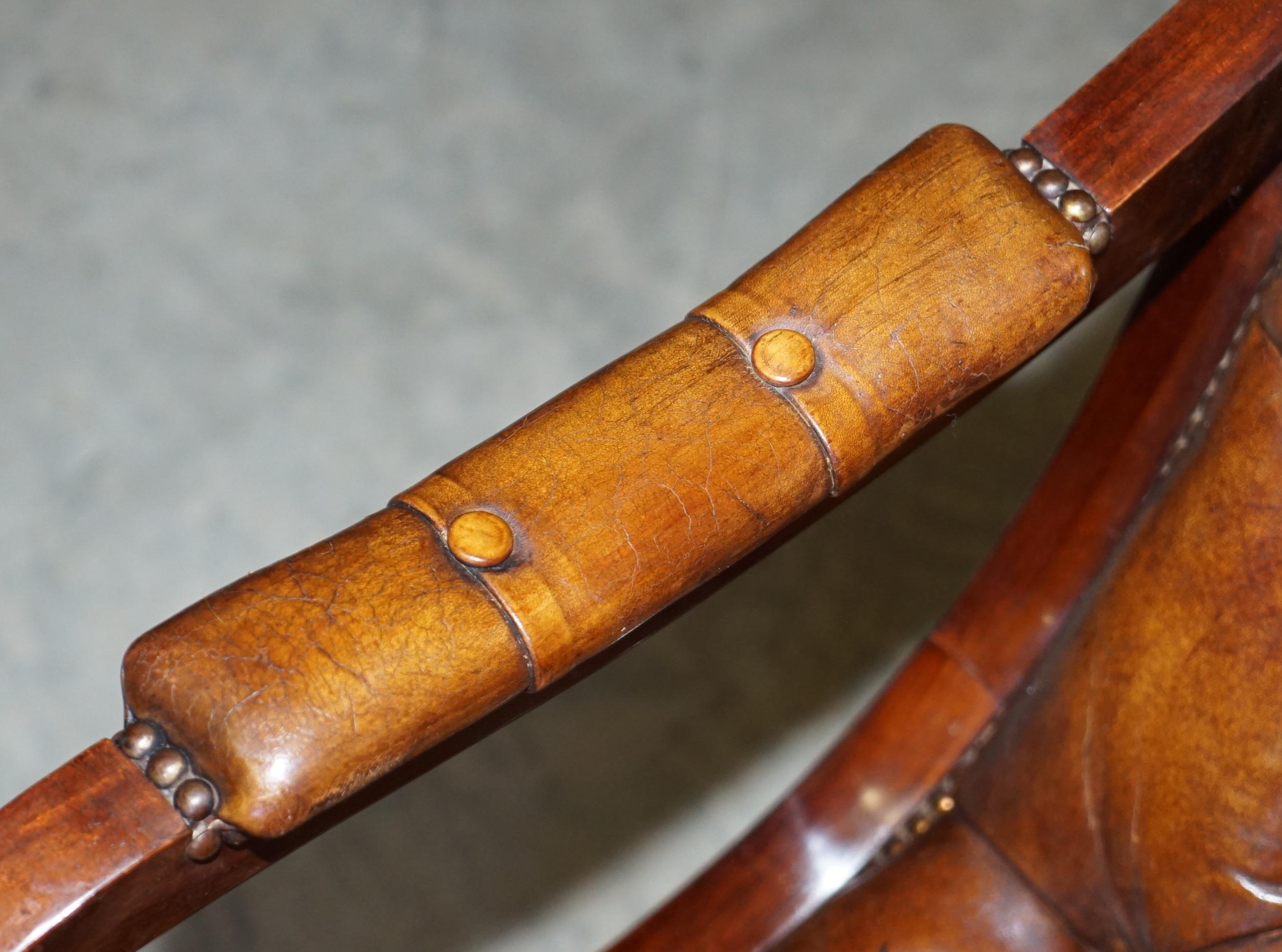 Chesterfield Brown Leather Library Armchair & Matching Foostool, circa 1890 3