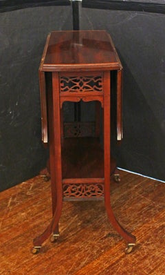 Circa 1890 English Sutherland Table With Fretwork Side Panels