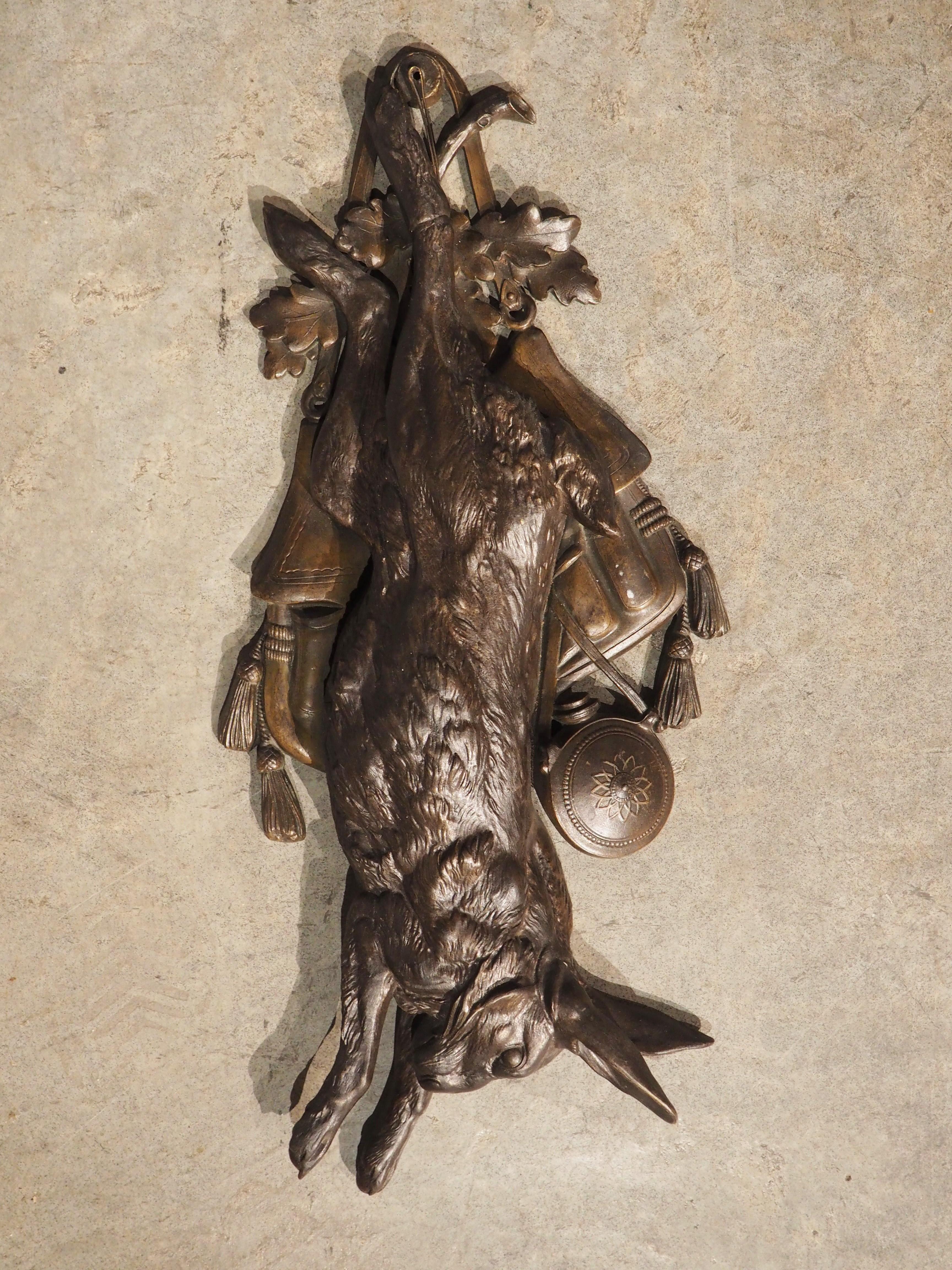 Circa 1890, French Bronze Hunt Trophy Wall Hanging of a Rabbit 6
