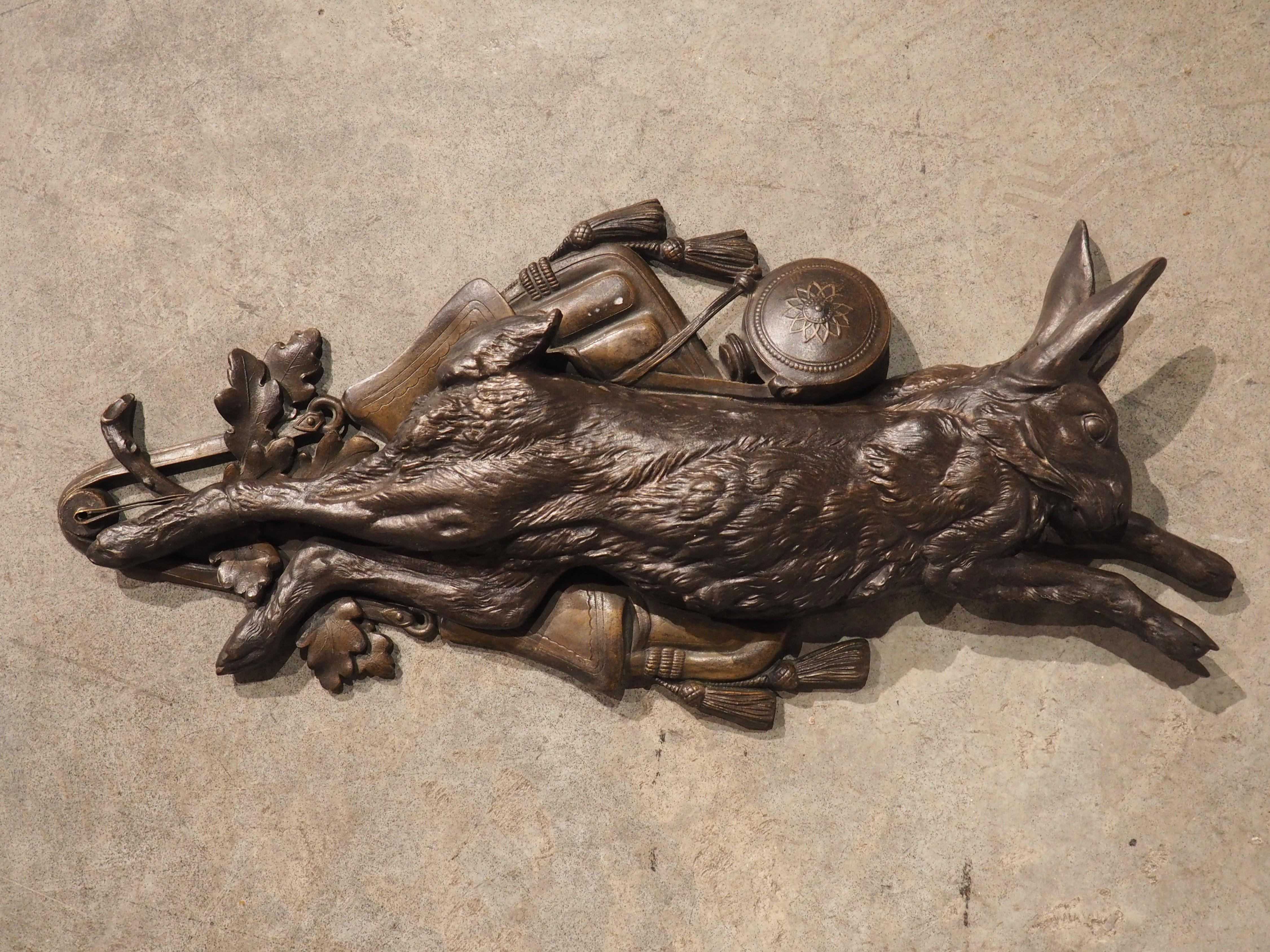 Circa 1890, French Bronze Hunt Trophy Wall Hanging of a Rabbit In Good Condition In Dallas, TX