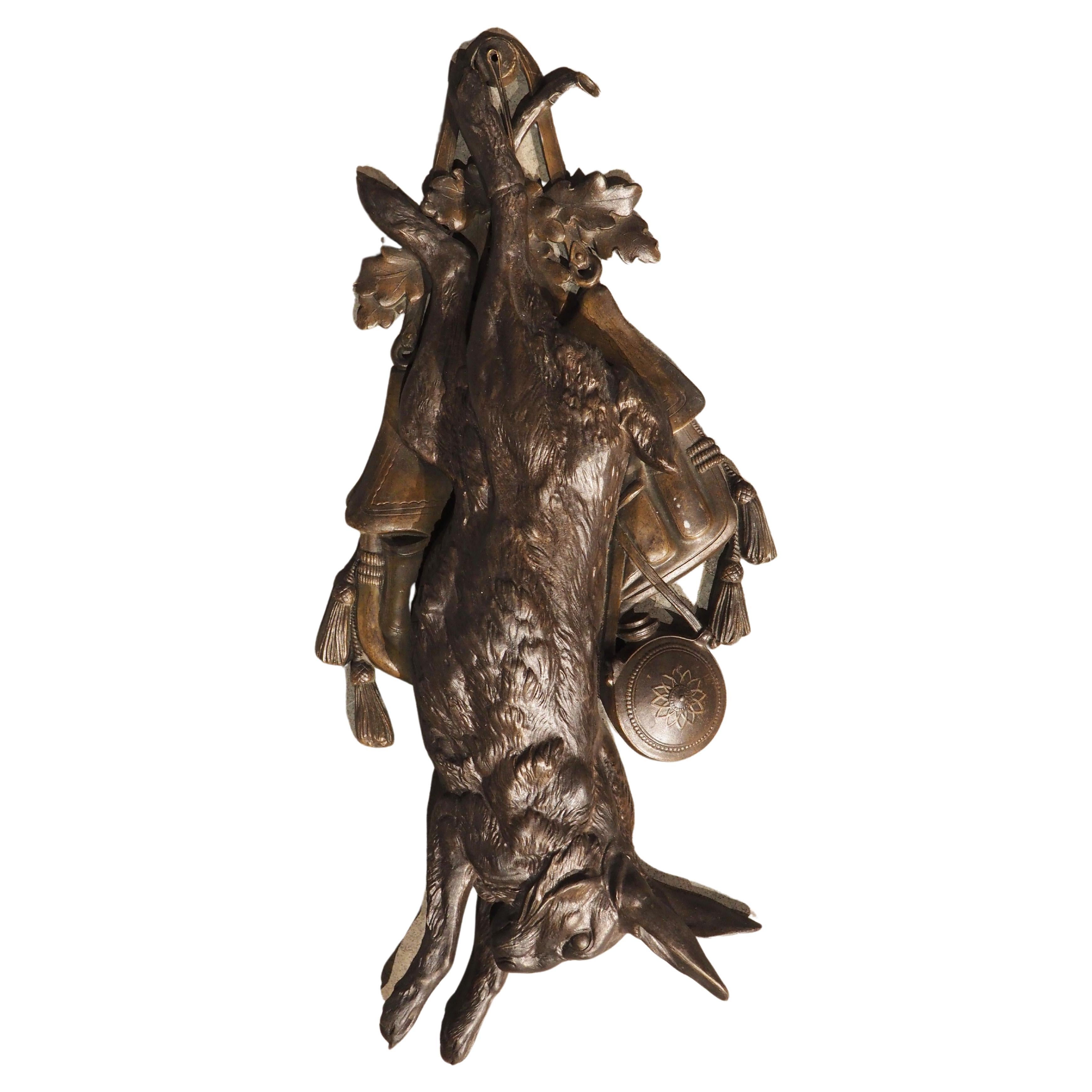 Circa 1890, French Bronze Hunt Trophy Wall Hanging of a Rabbit