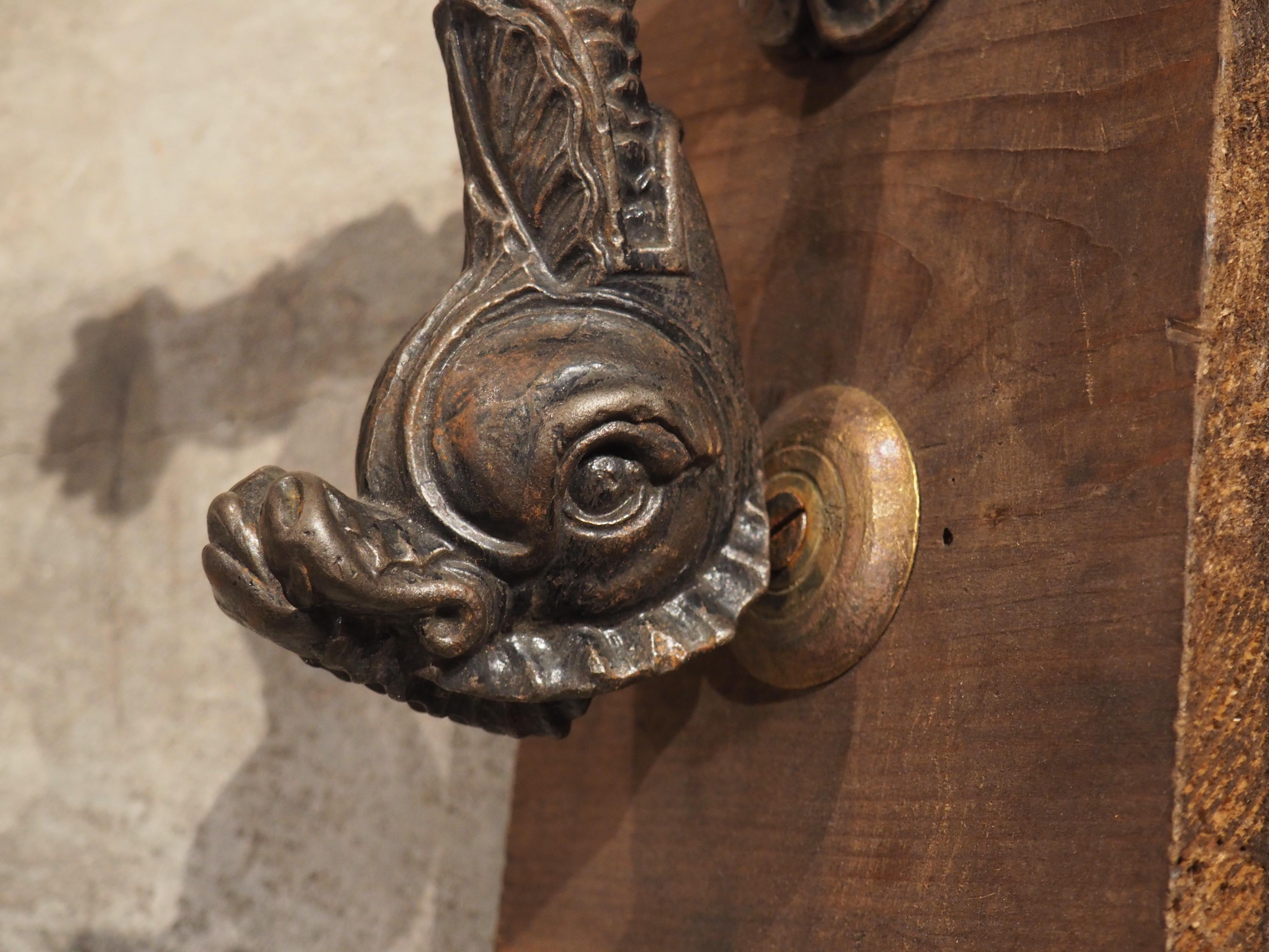 Metal circa 1890 French Cast Iron Dolphin Form Door Knocker