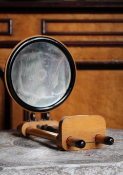 Circa 1890 French Satinwood Concave Distortion Mirror Viewer Scientific