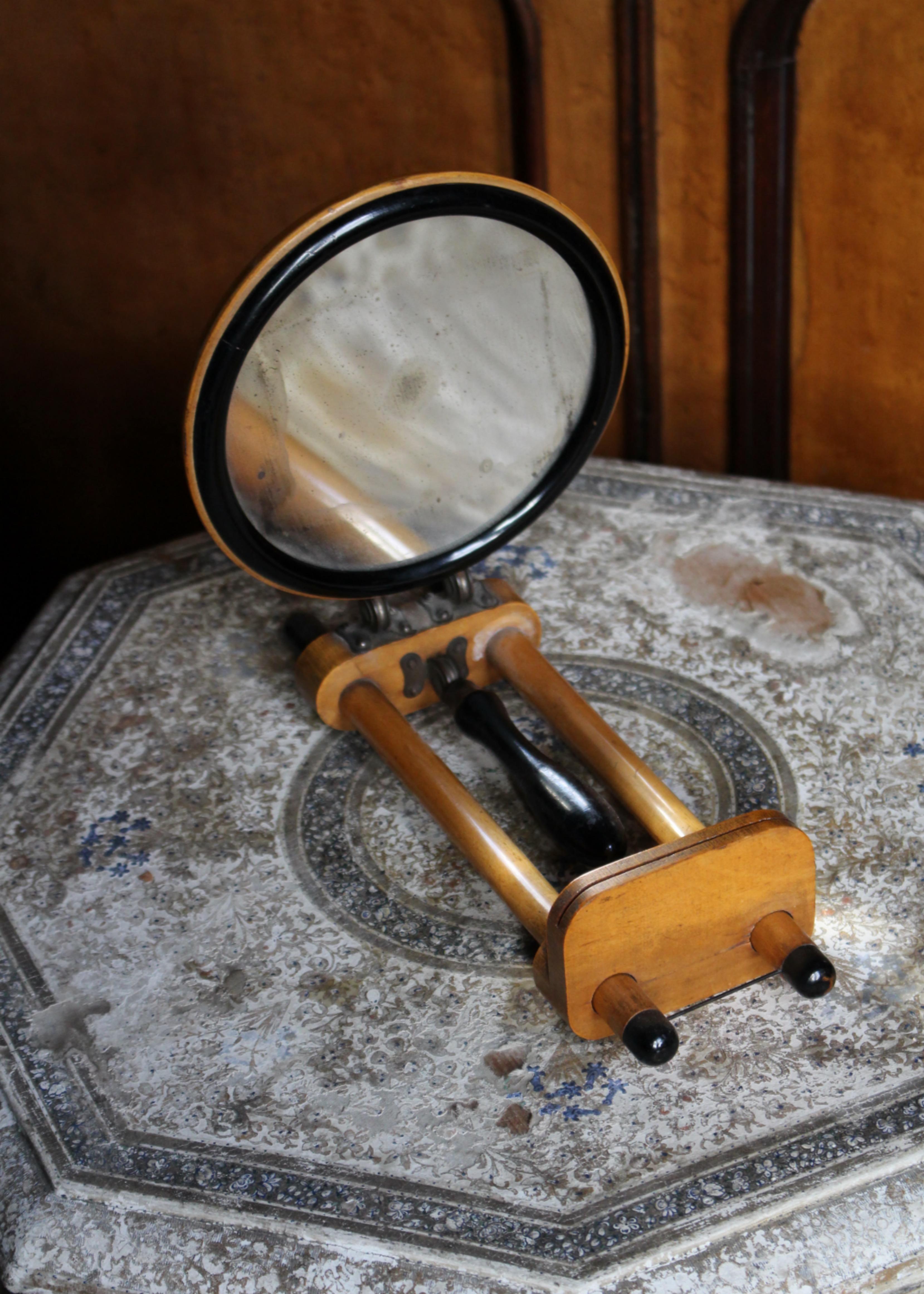 Miroir à détournement concave scientifique en bois de satin français datant d'environ 1890 Bon état - En vente à Lowestoft, GB