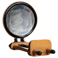 Miroir à détournement concave scientifique en bois de satin français datant d'environ 1890