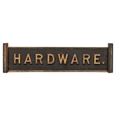 Circa 1890 Hardware Store Wood Trade Sign Carved Smaltz Black and Gold Paint