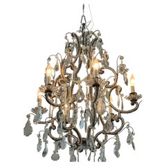 Circa 1890 Italian Hand Beaded Crystal Six Arm Chandelier