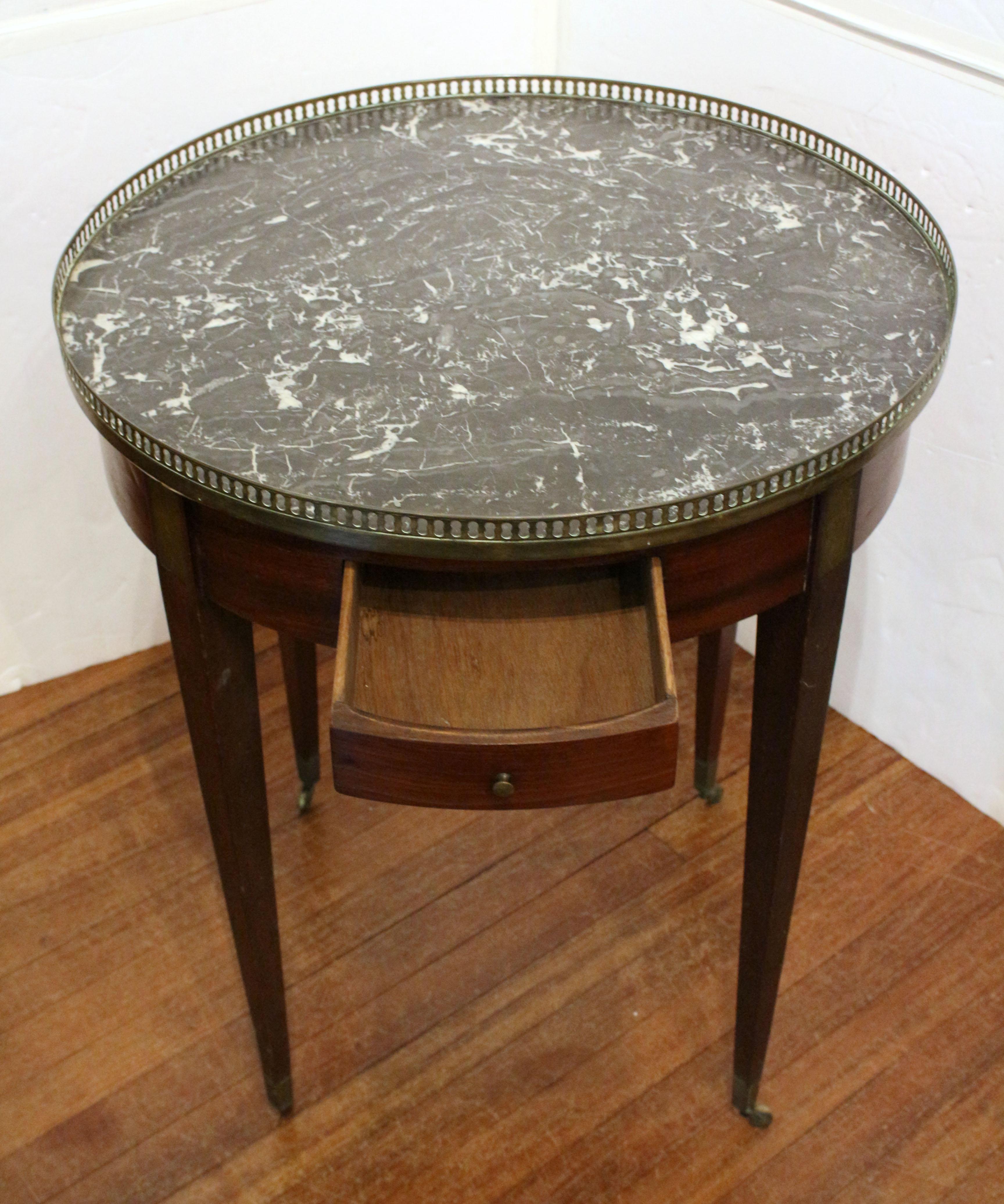 Marble Circa 1890 Louis XVI Style Bouillotte Table