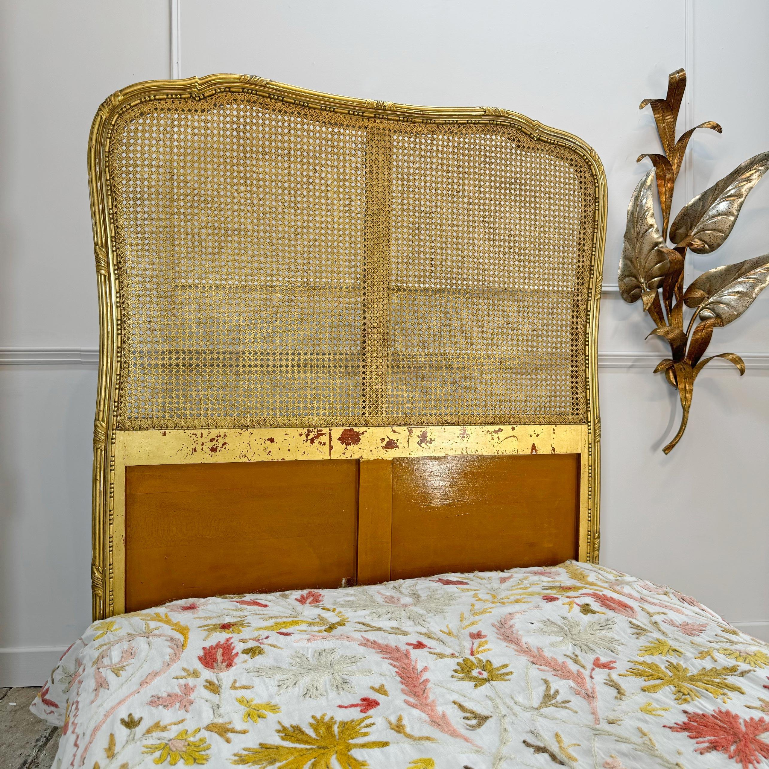Circa 1890 Maple and Co of England Giltwood Bergere Cane Bed For Sale 12