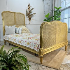 Circa 1890 Maple and Co of England Giltwood Bergere Cane Bed