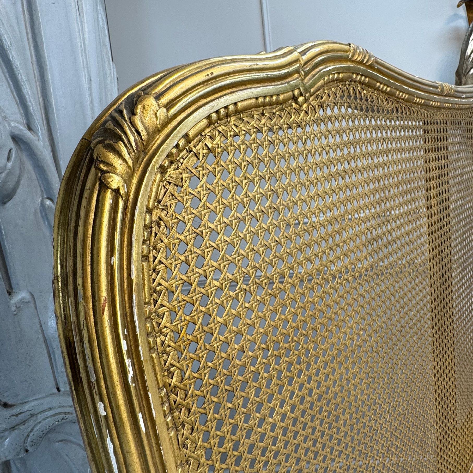 Circa 1890 Maple and Co of England Giltwood Bergere Cane Bed In Good Condition For Sale In Hastings, GB