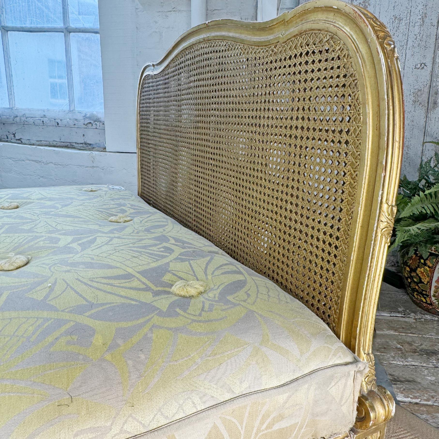 Circa 1890 Maple and Co of England Giltwood Bergere Cane Bed For Sale 2