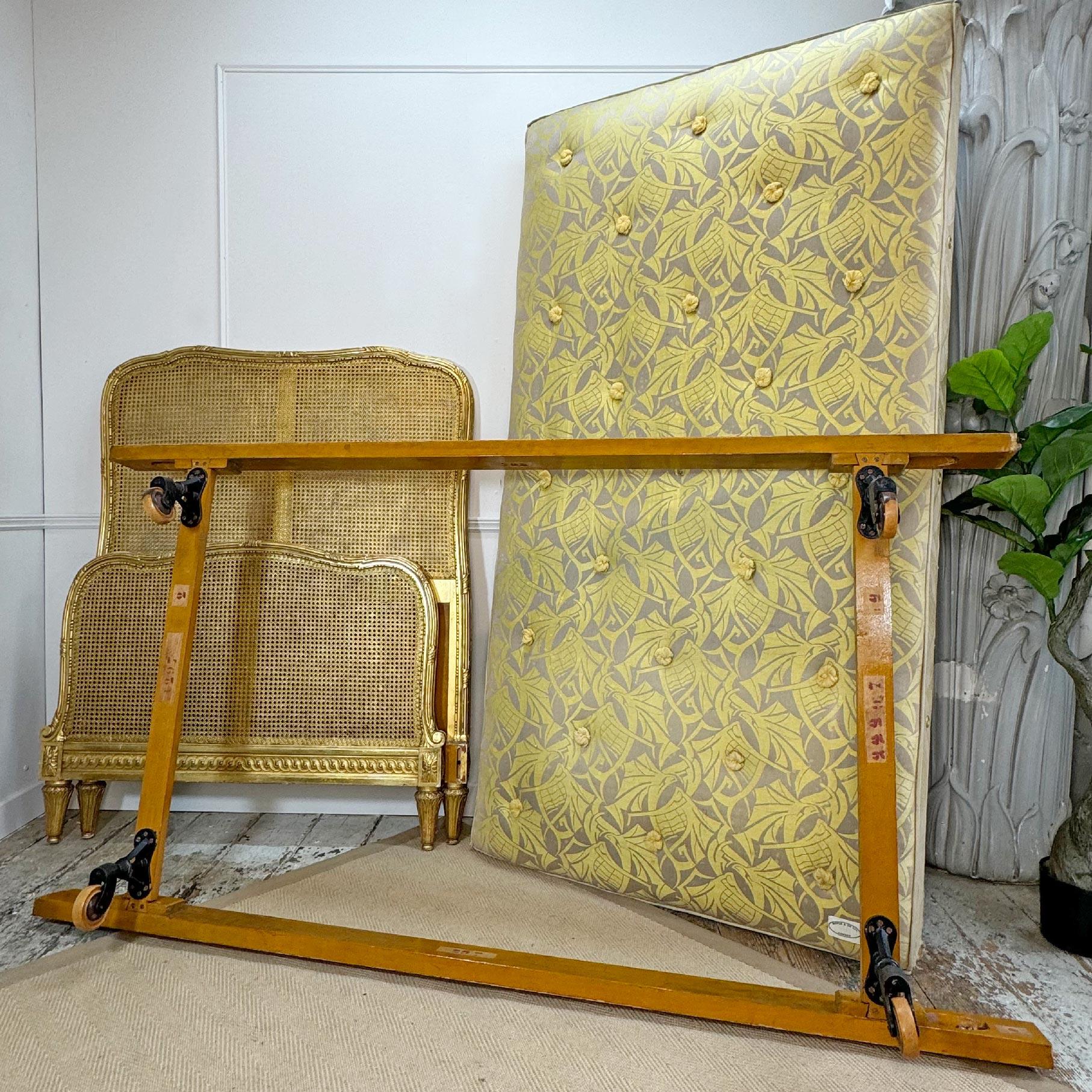 Circa 1890 Maple and Co of England Giltwood Bergere Cane Bed For Sale 3