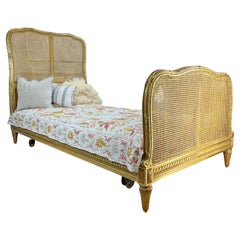 Circa 1890 Maple and Co of England Giltwood Bergere Cane Bed