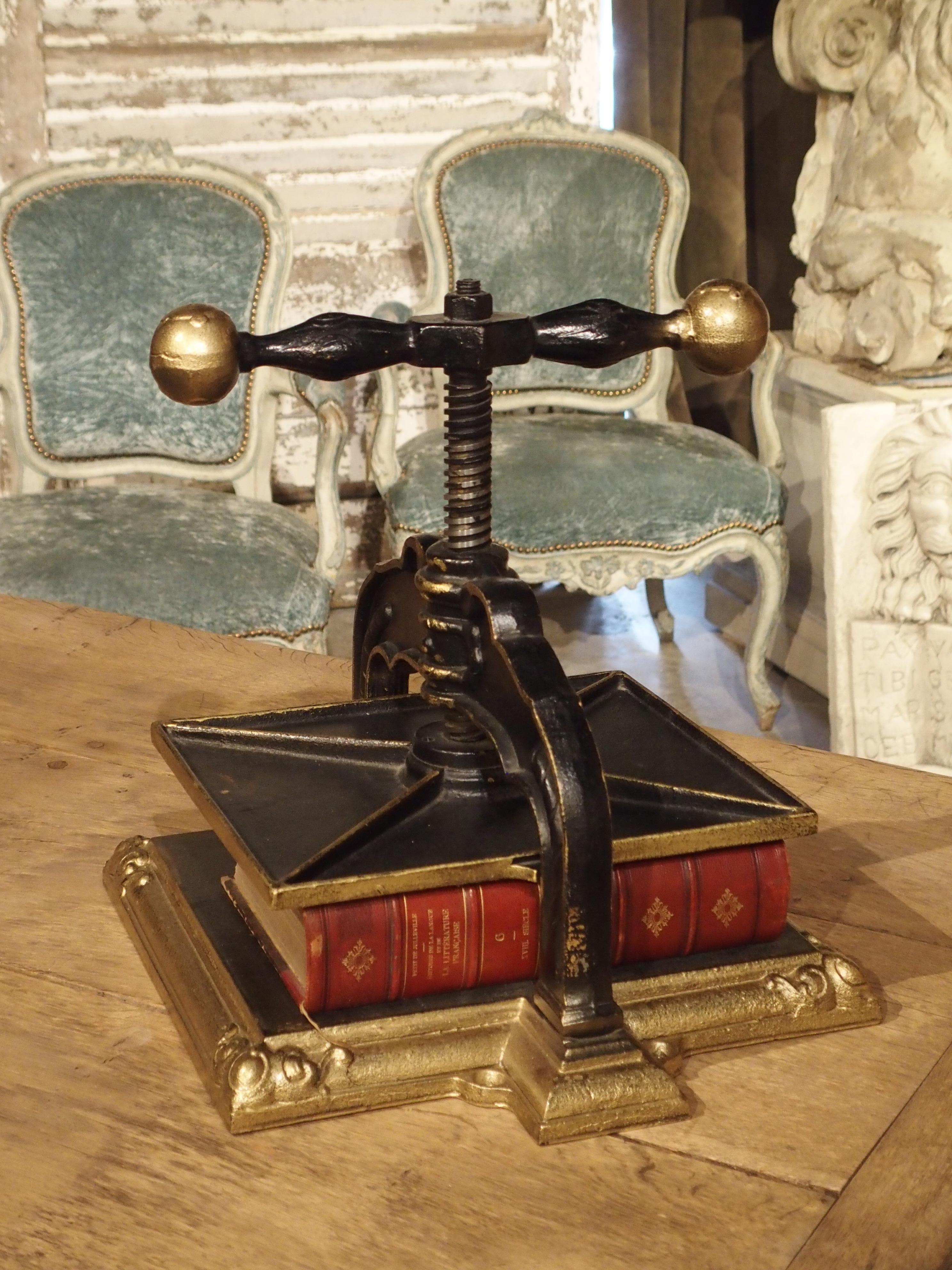 Hand-Painted Painted Cast Iron Book Press from Germany, circa 1890