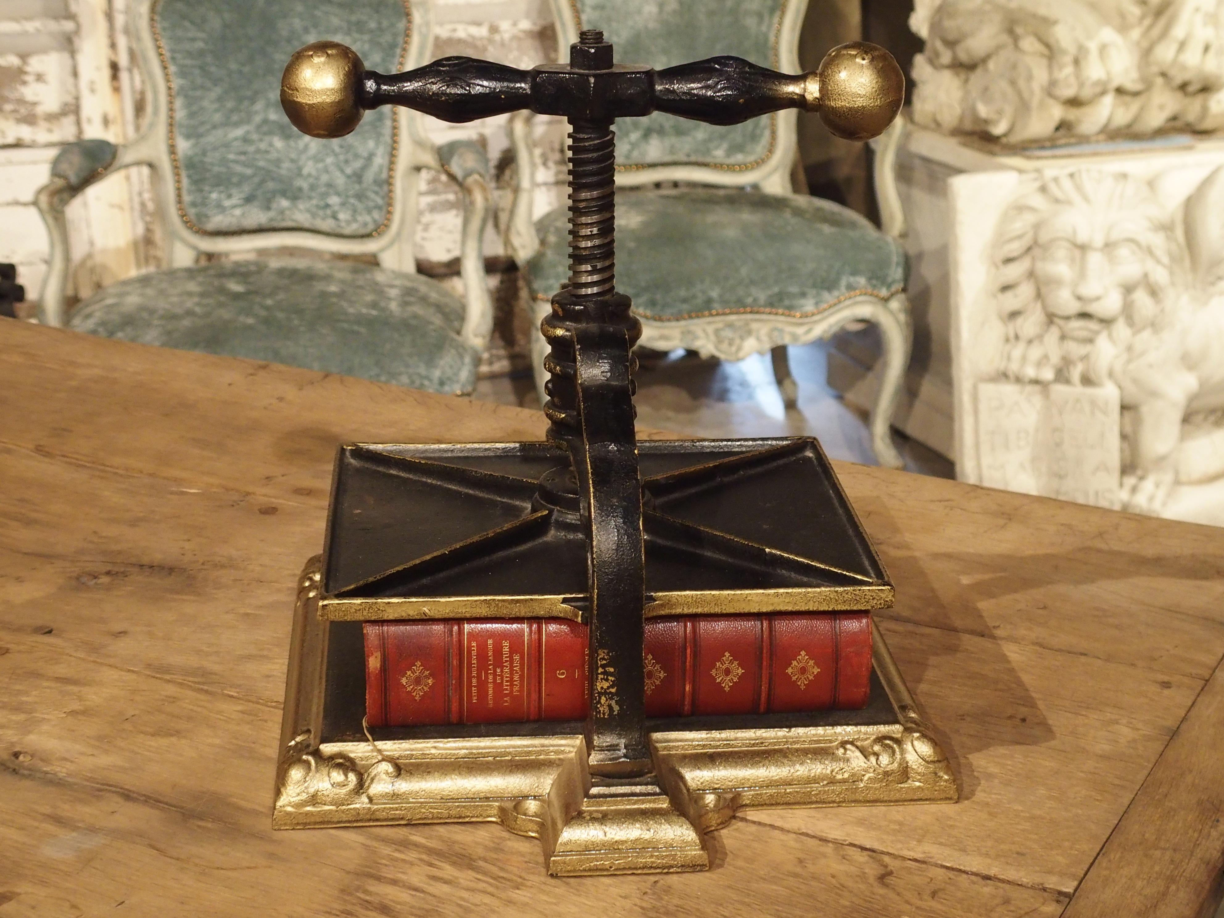 Painted Cast Iron Book Press from Germany, circa 1890 In Good Condition In Dallas, TX