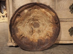 Circa 1890 Round Cast Iron Haussmann Building Plaque with Lion Mascaron