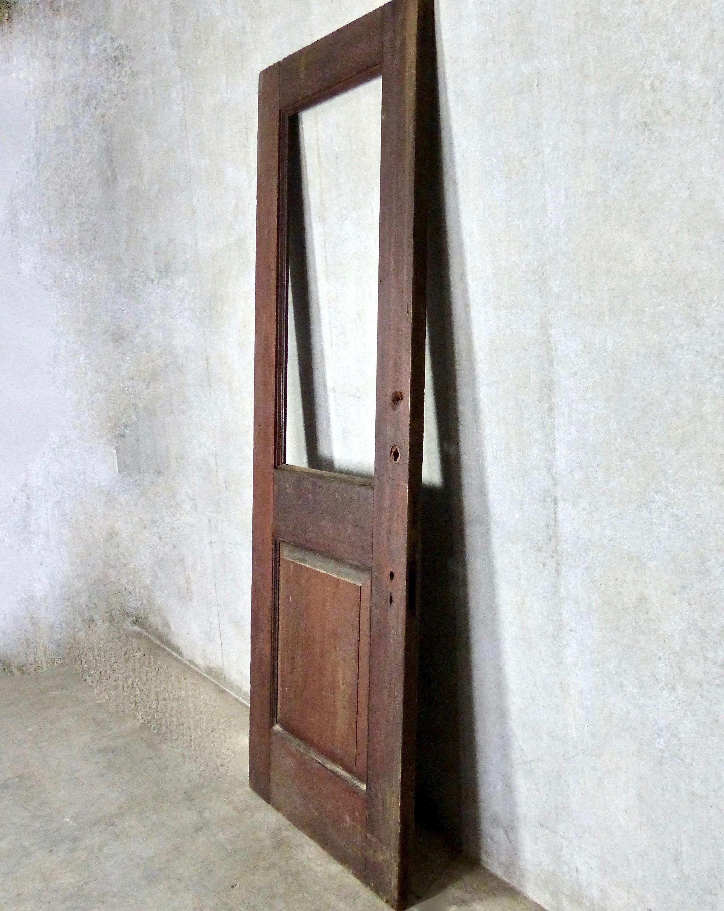 American Craftsman Solid Fir Raised Single Panel Door, circa 1890 For Sale