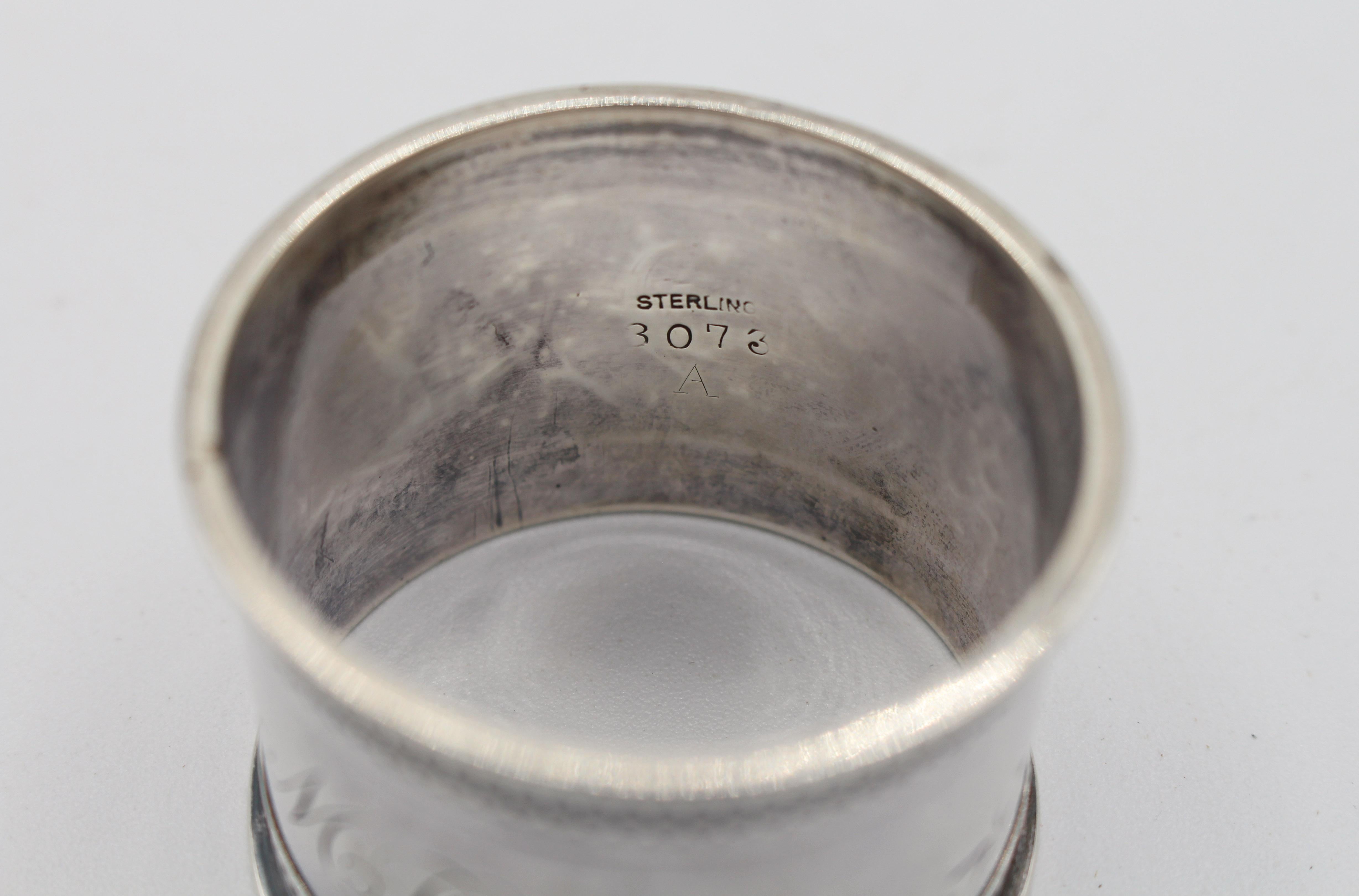Circa 1890 Sterling Silver American Napkin Ring In Good Condition In Chapel Hill, NC