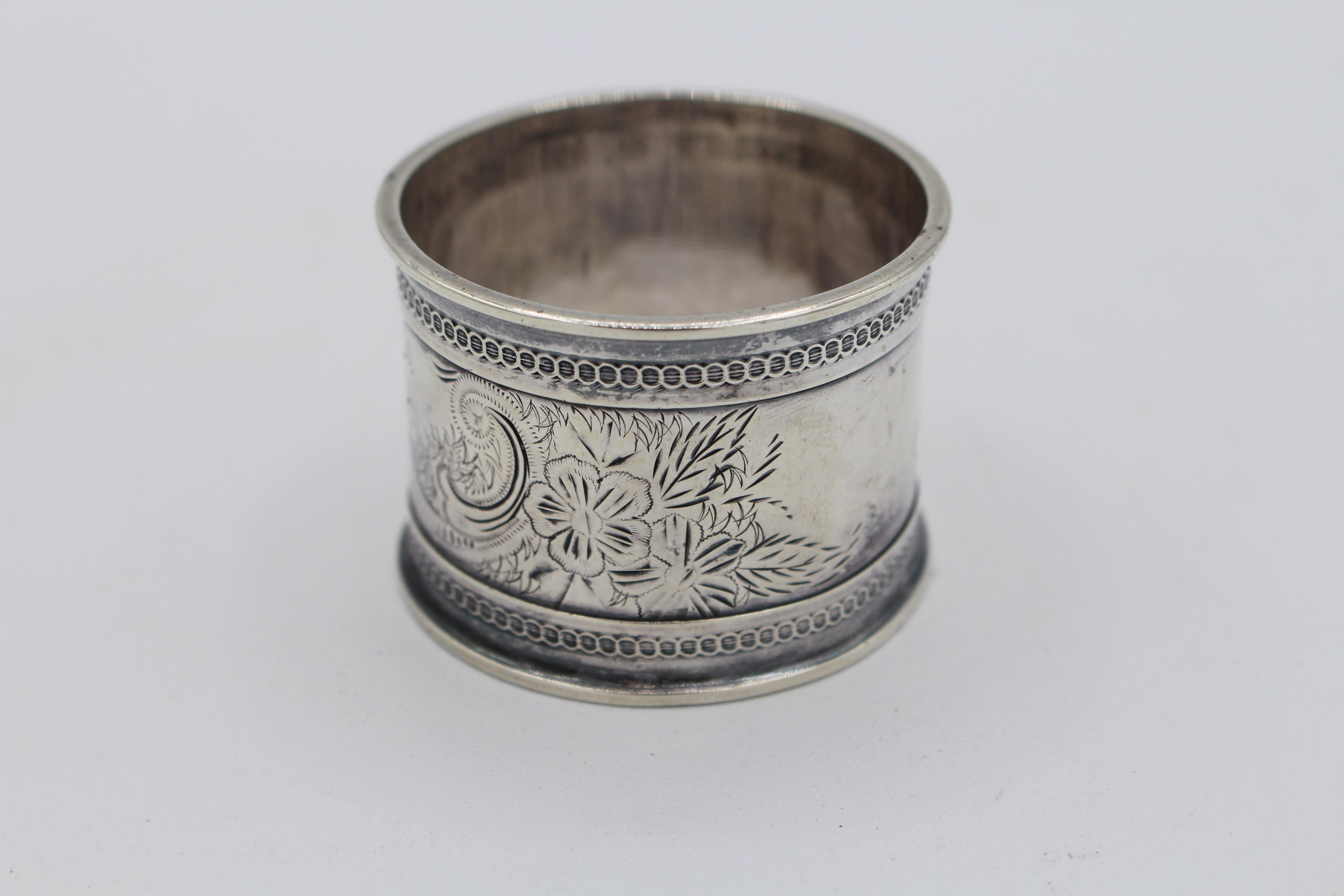 19th Century Circa 1890 Sterling Silver American Napkin Ring