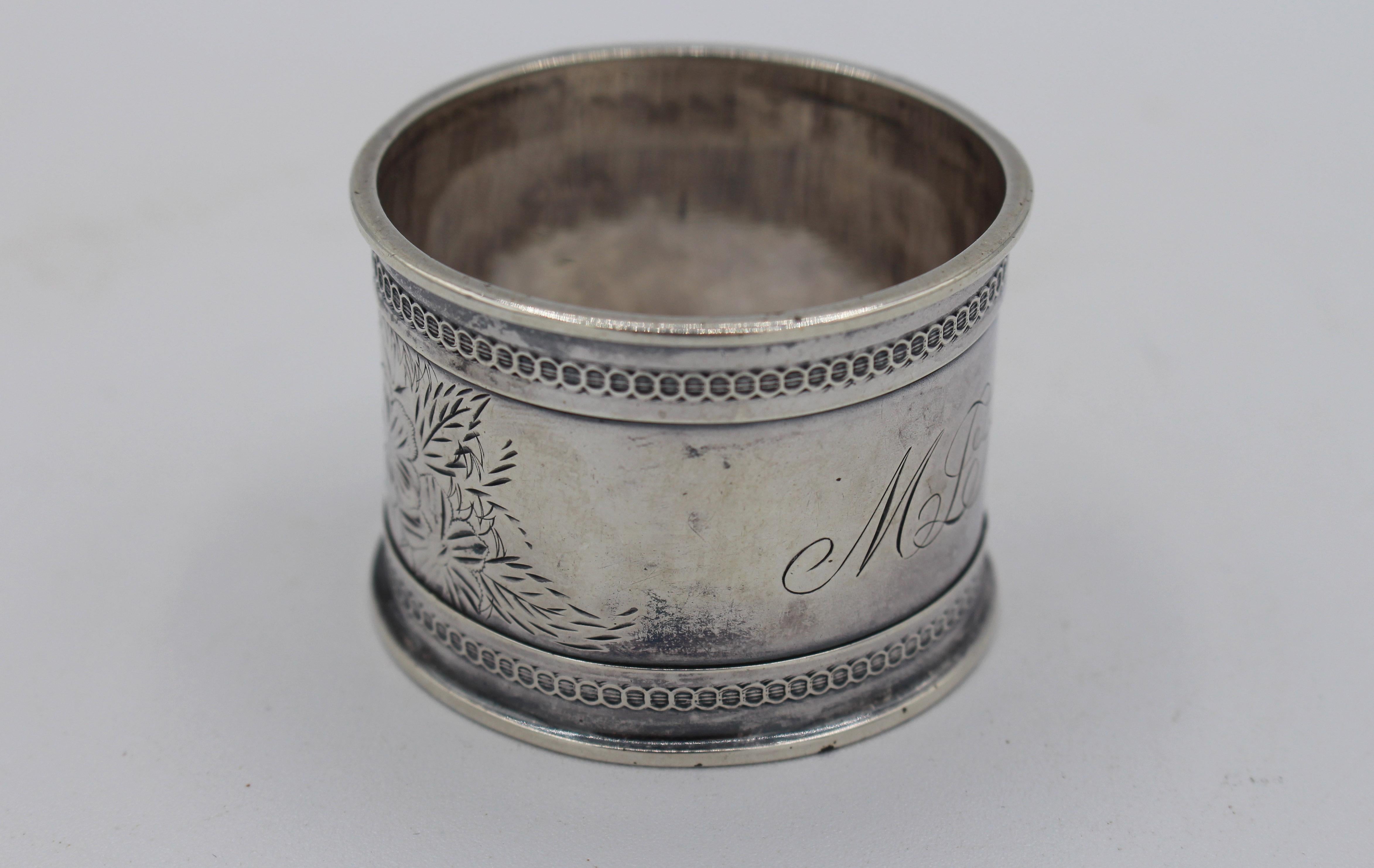 Circa 1890 Sterling Silver American Napkin Ring 1