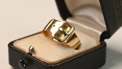 Circa 1890 Victorian Era Buckle Ring 18k Yellow Gold