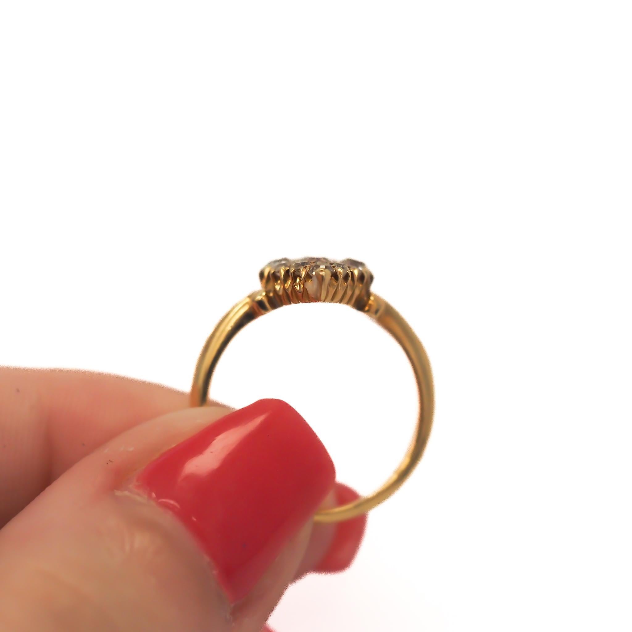 Bague navette ancienne mine en or jaune 18 carats des années 1890 Pour femmes en vente