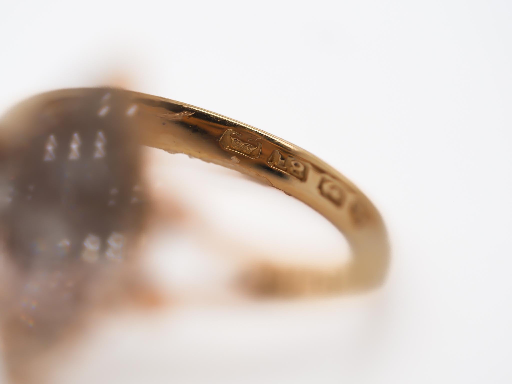 Bague navette ancienne mine en or jaune 18 carats des années 1890 en vente 3