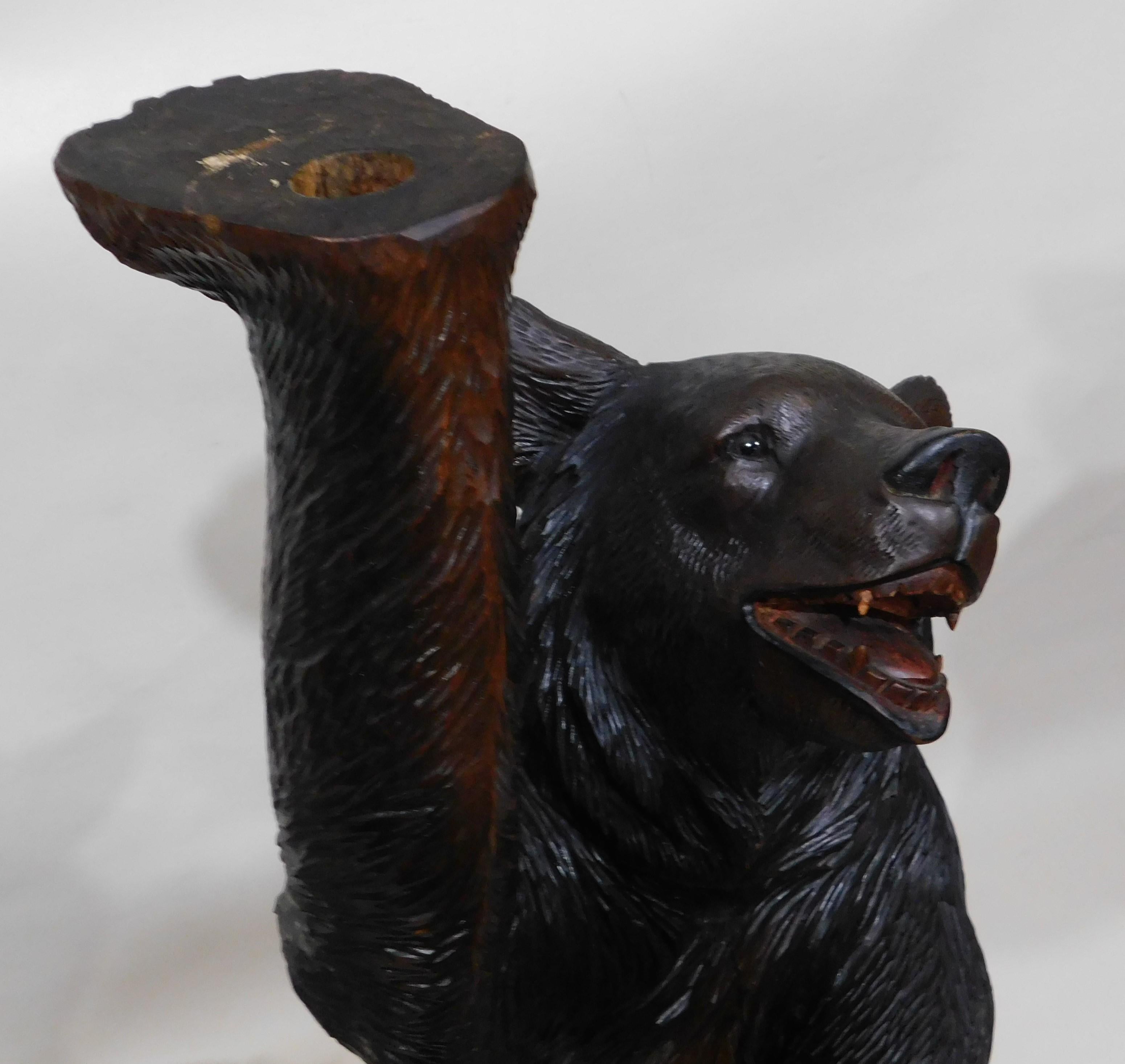 Black Forest Carved Bears Smokers Table Stand with Brass Ashtray, circa 1890s 5