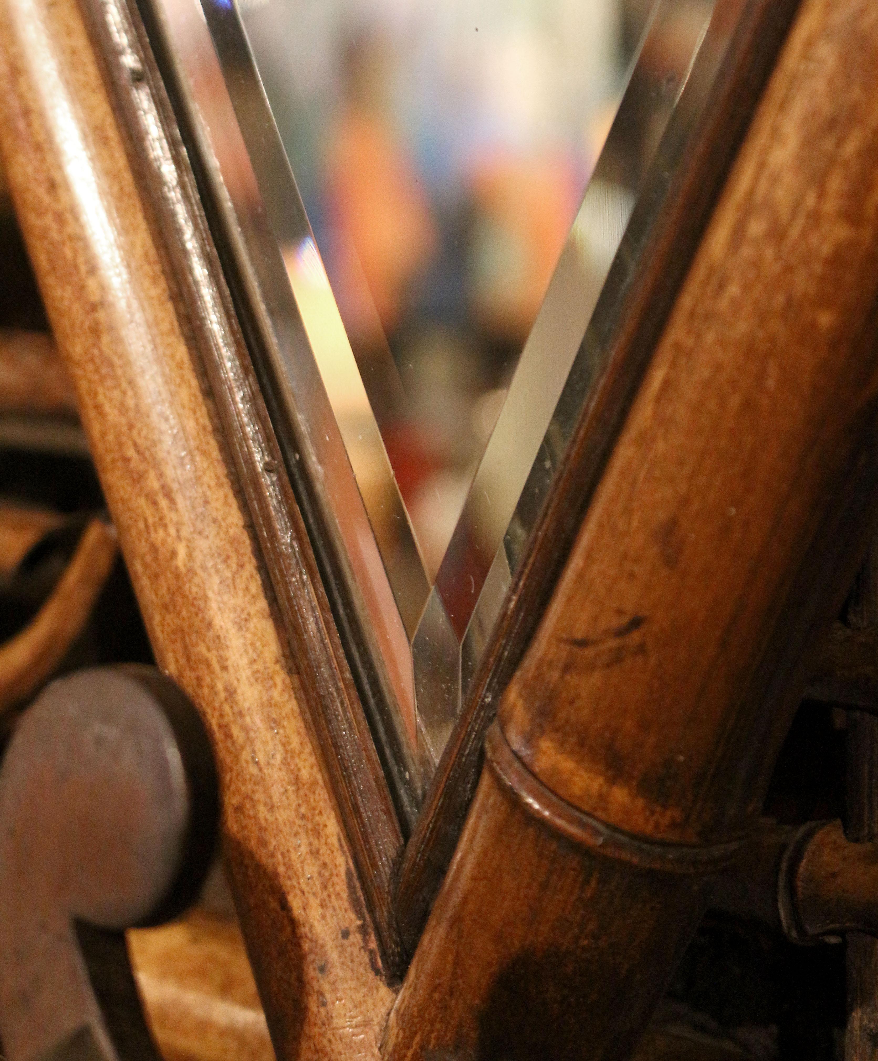 Circa 1890s English Bamboo Hanging Hall Rack with Mirror 3