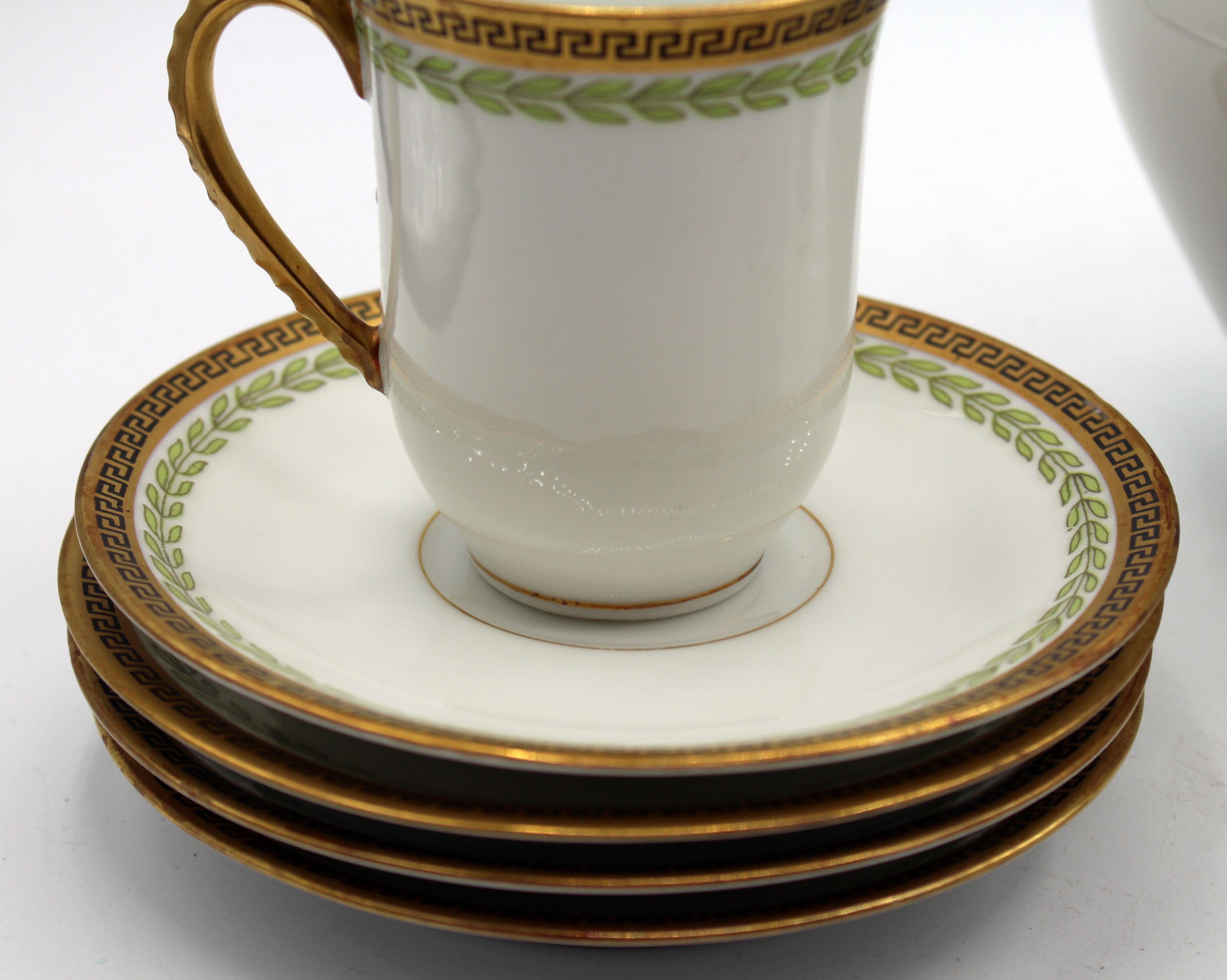 19th Century Circa 1890s French Porcelain Chocolate Set for Four