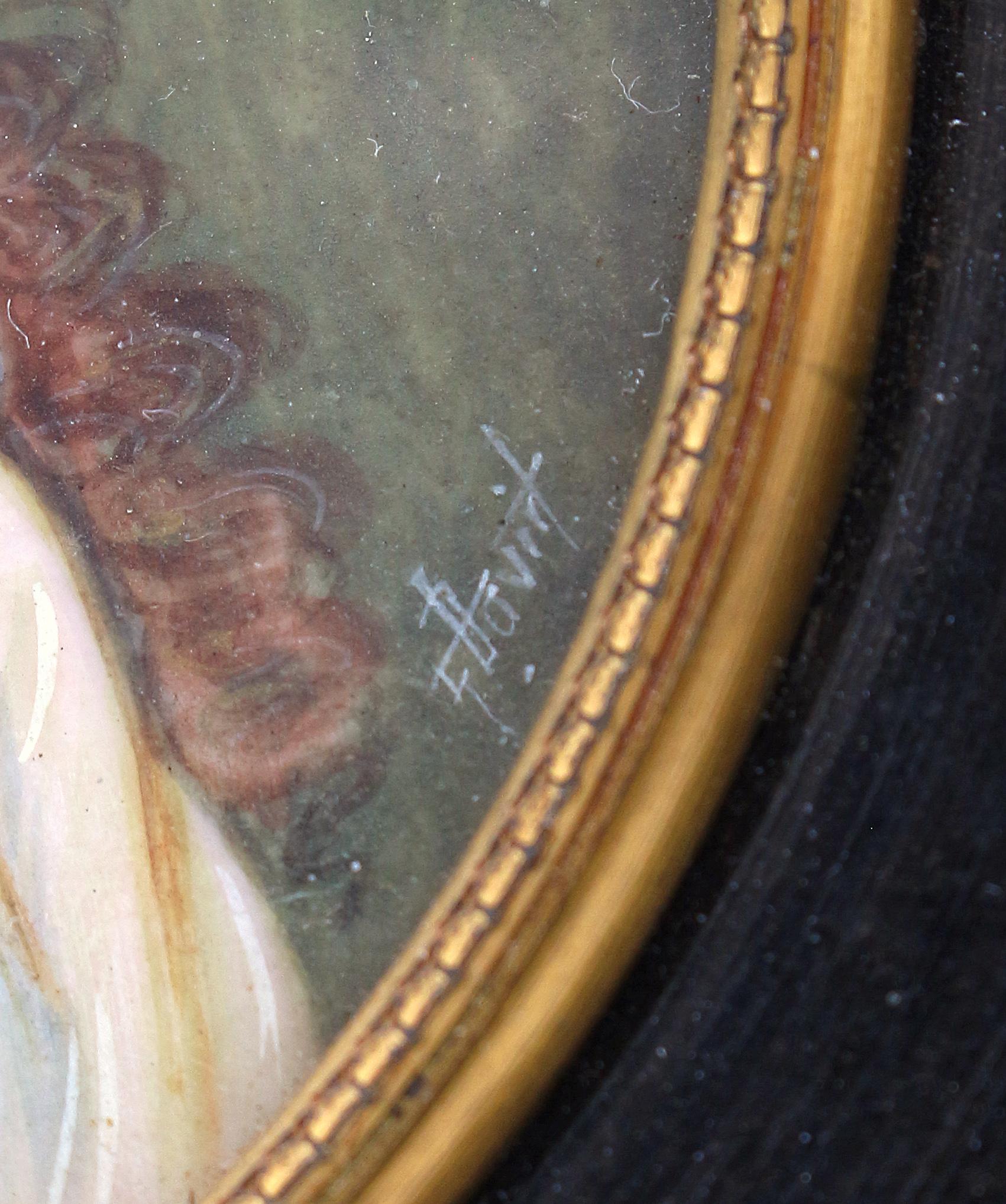 Hand-Painted Circa 1890s Italian Grand Tour Souvenir Miniature Portrait