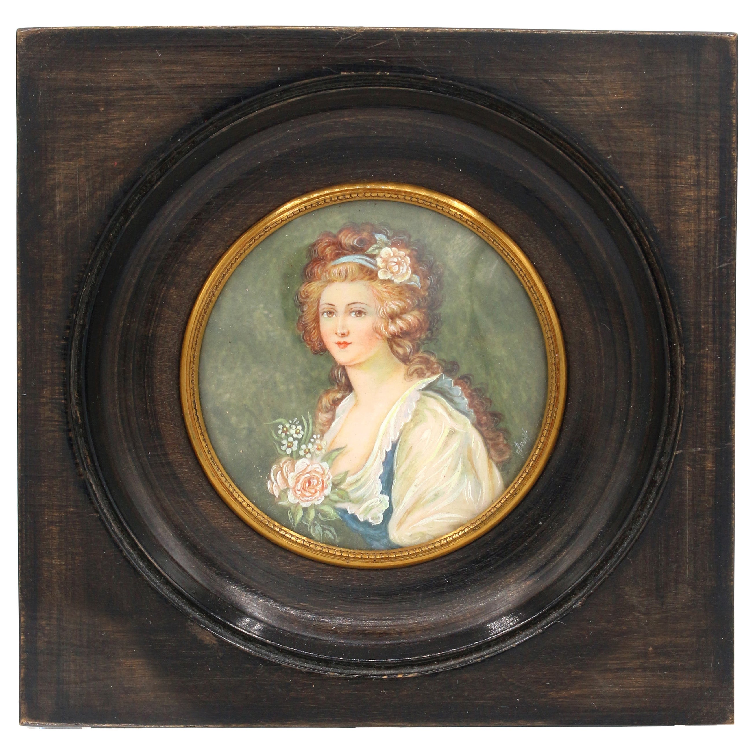 Circa 1890s Italian Grand Tour Souvenir Miniature Portrait