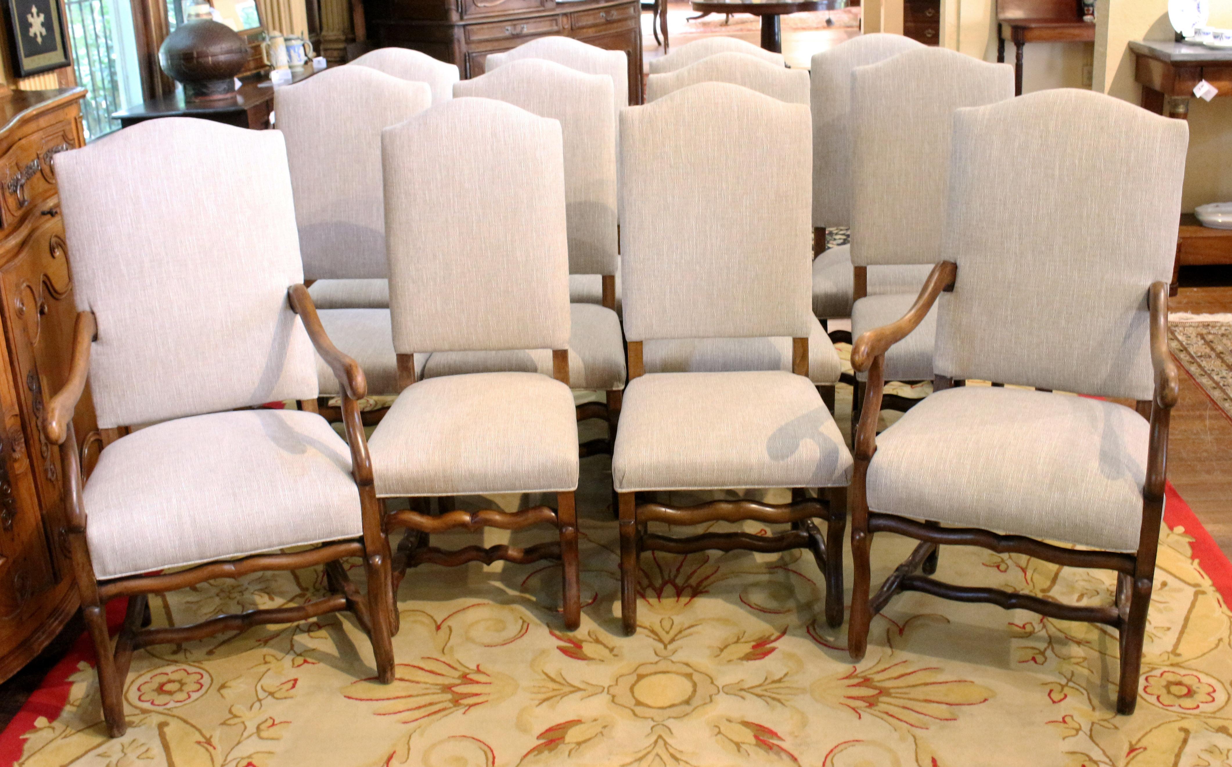 Circa 1890s Louis XIII French Dining Chairs, Set of 12 1
