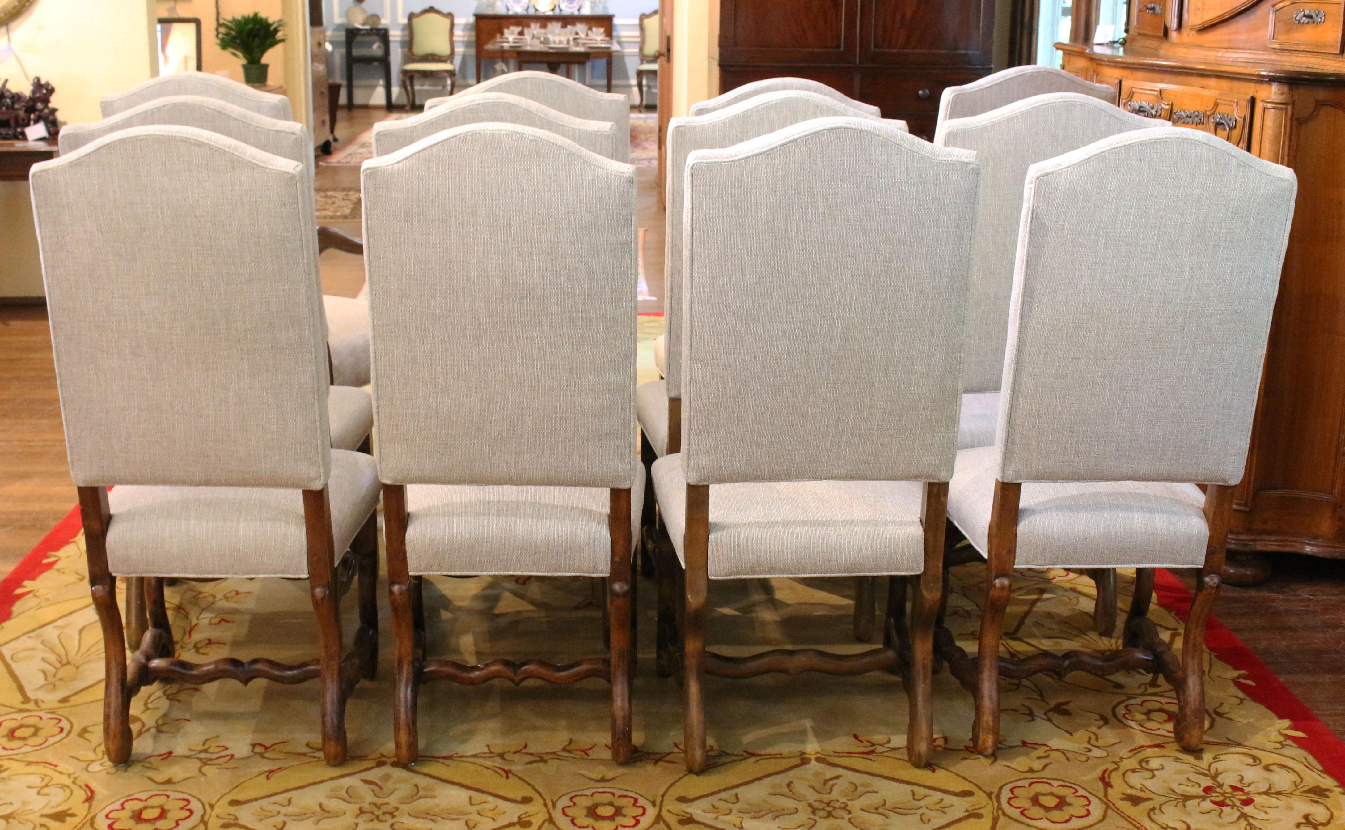 Circa 1890s Louis XIII French Dining Chairs, Set of 12 2