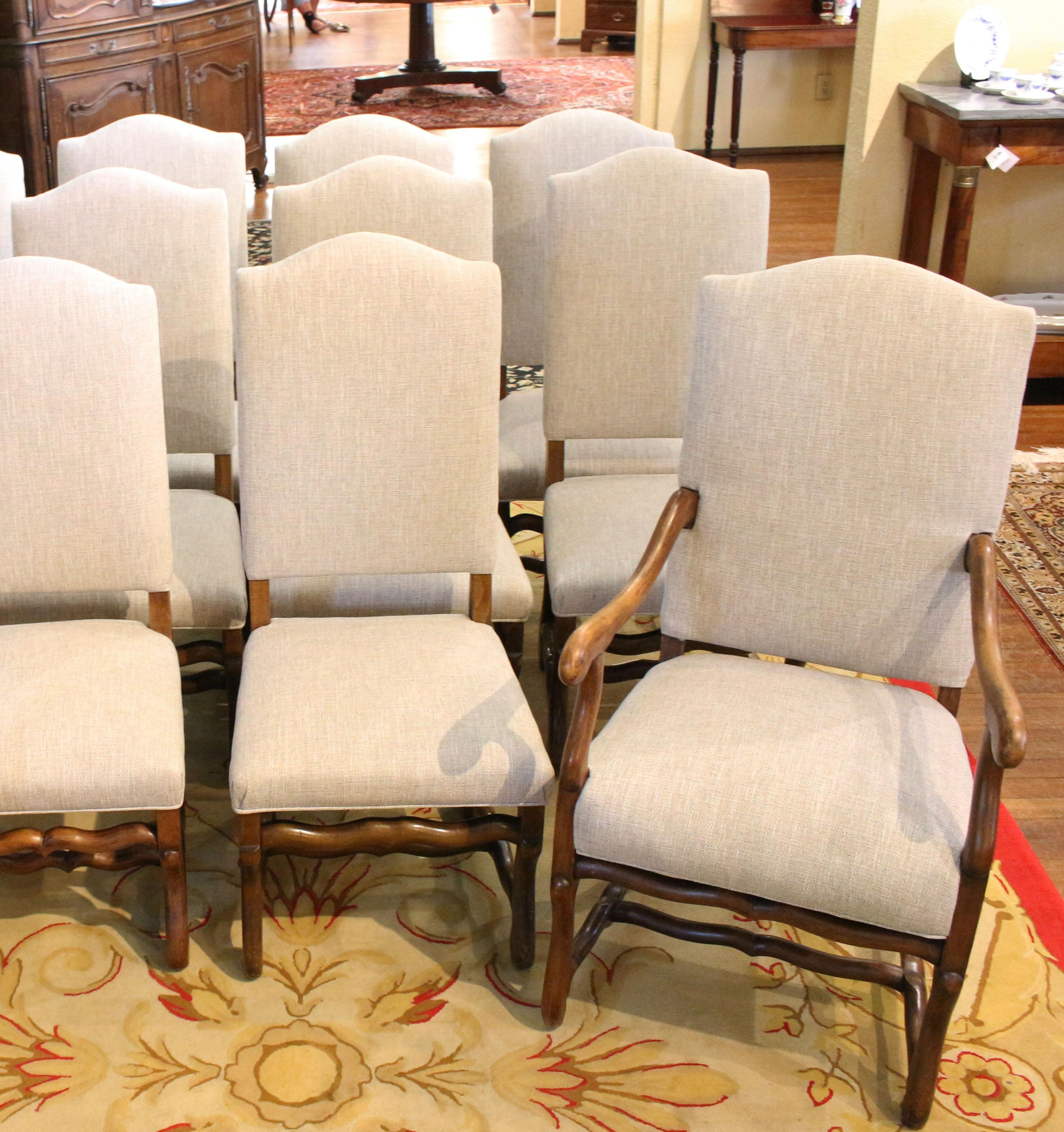Circa 1890s Louis XIII French Dining Chairs, Set of 12 3