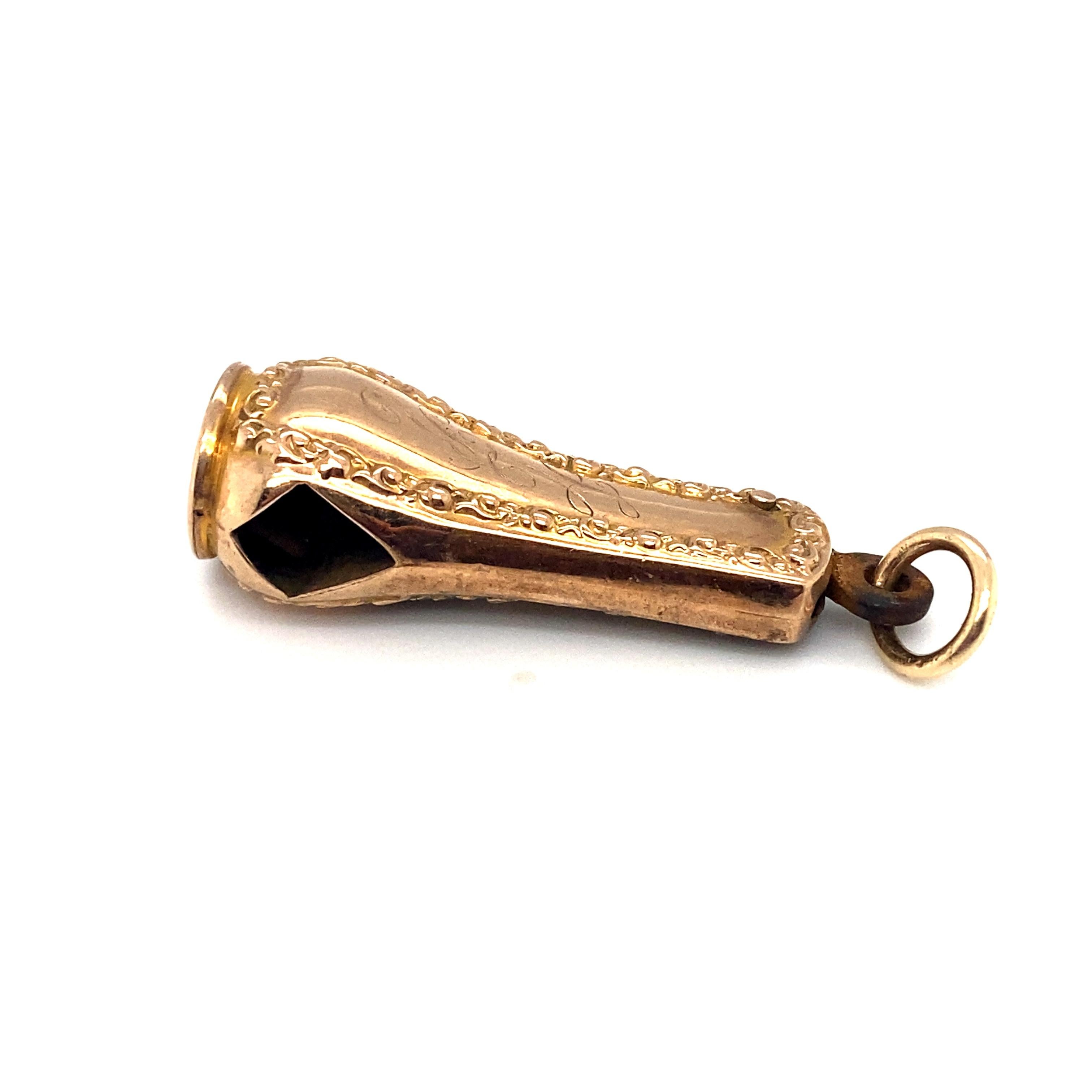 Circa 1890s Monogrammed HR Cigar Cutter Charm in 10 Karat Yellow Gold In Excellent Condition In Hicksville, NY