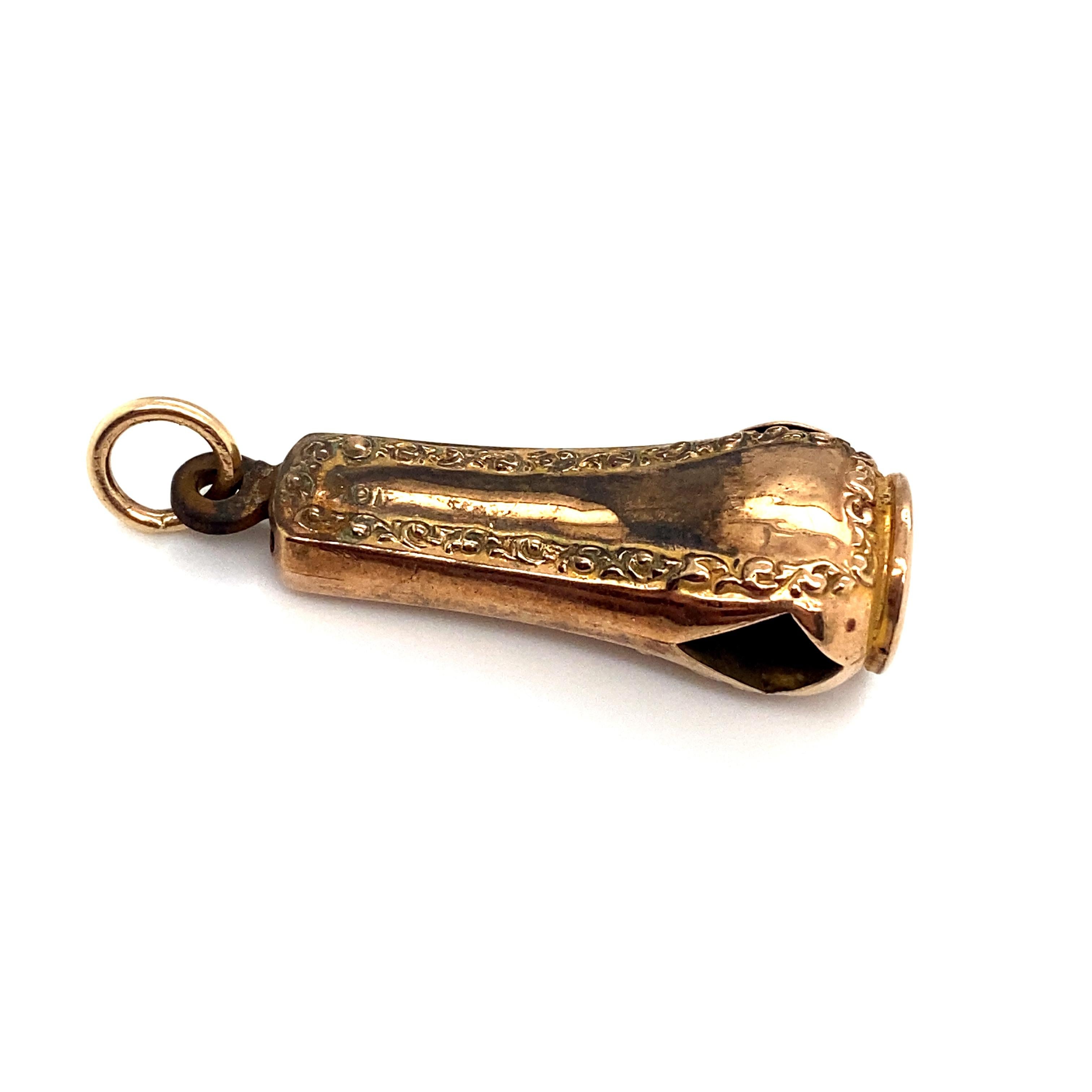 Women's or Men's Circa 1890s Monogrammed HR Cigar Cutter Charm in 10 Karat Yellow Gold
