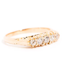 Circa 1890s Old Cut Diamond Antique Band Ring in 15 Carat Yellow Gold