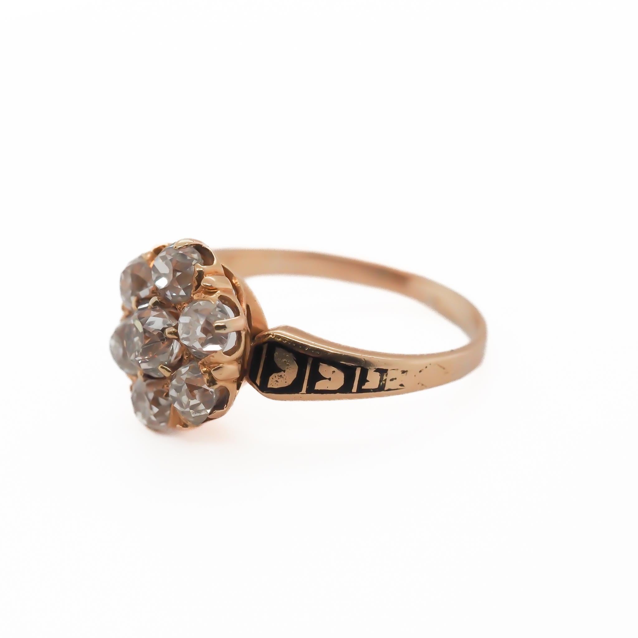 Circa 1890s Old Miner Diamond and Enamel Engagement Ring - VEG#44a


Item Details:
Year: 1890S
Ring Size: 7.25
Metal Type: 14K Yellow Gold [Hallmarked, and Tested]
Weight: 4.0 grams

Diamond Details:
Weight: 1.50ct total weight
Cut: Old Mine