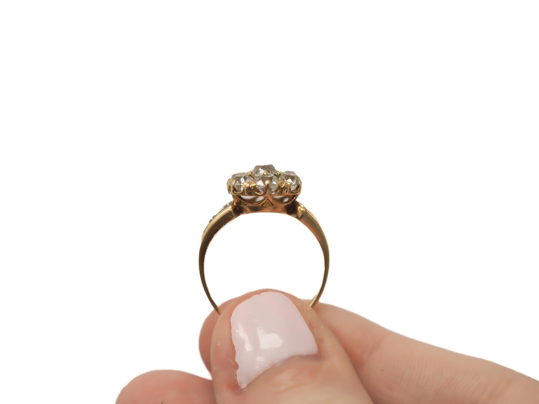 Circa 1890s Old Miner Diamond and Enamel Engagement Ring In Good Condition For Sale In Hicksville, NY