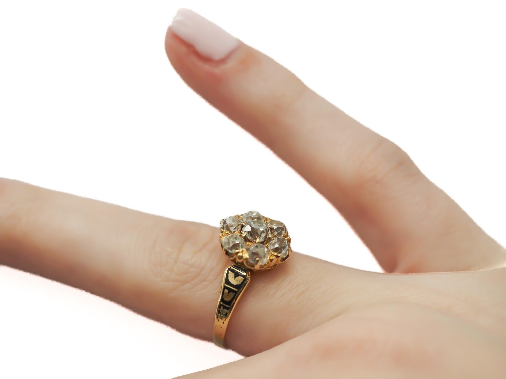 Women's Circa 1890s Old Miner Diamond and Enamel Engagement Ring For Sale